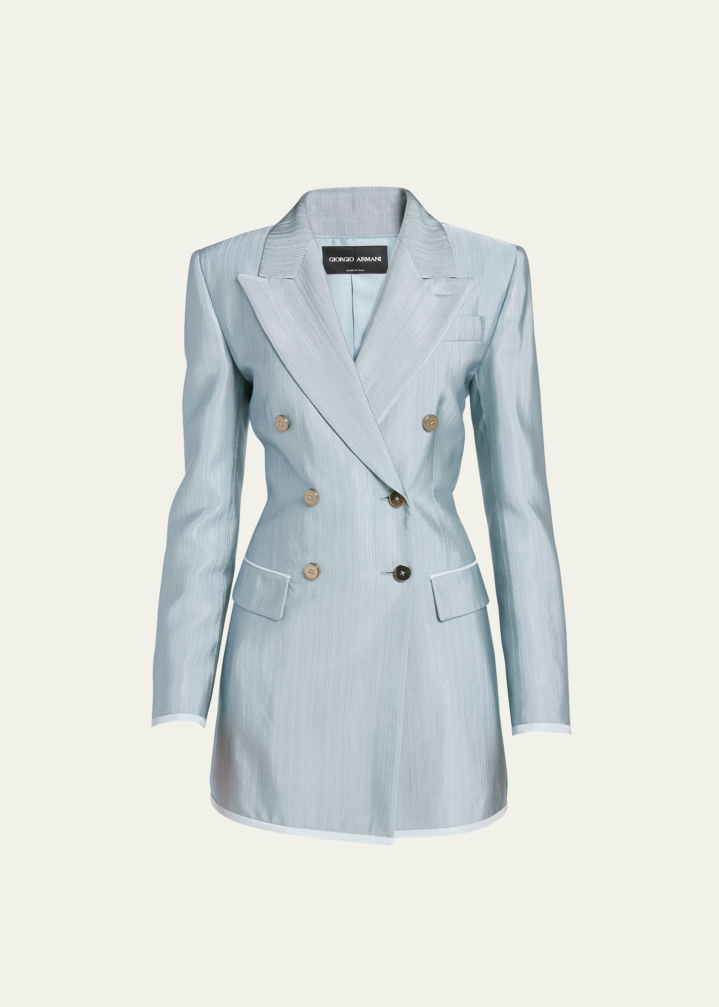 Giorgio Armani Textured Viscose Double-breasted Blazer In Sage