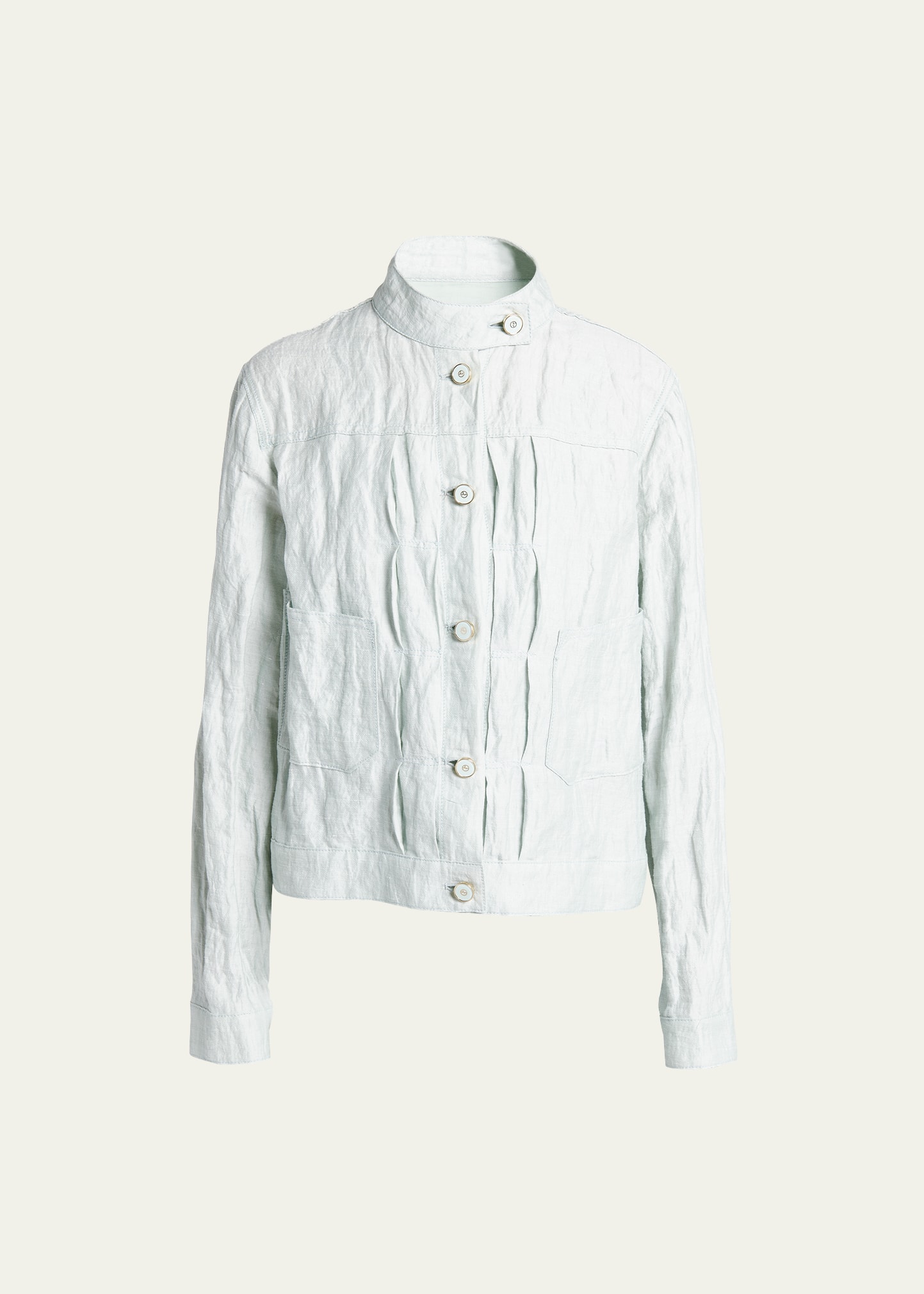 Shop Giorgio Armani Cotton Linen Jacket In Mint