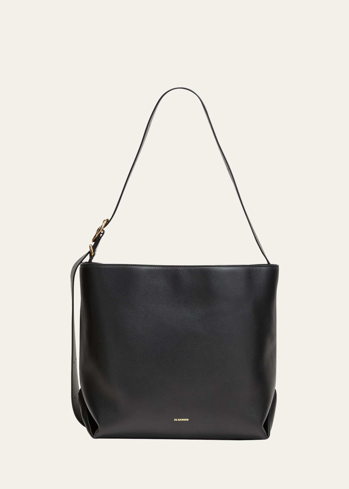 Shop Jil Sander Medium Calf Leather Tote Bag In 001 Black