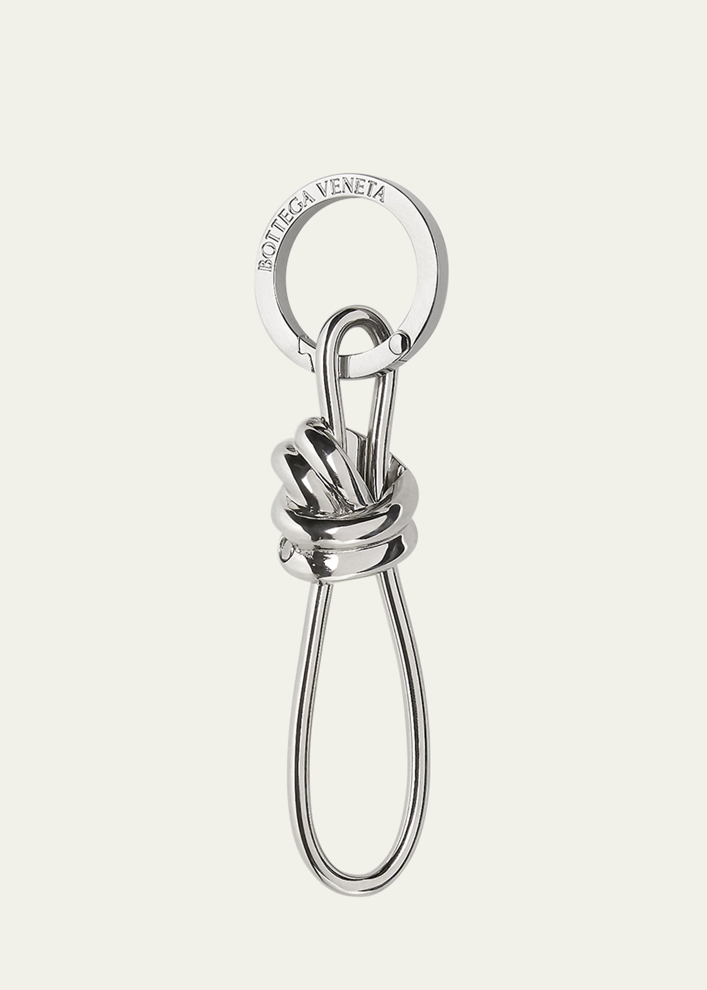 Bottega Veneta Andiamo Knot Metal Key Ring In 8101 Silver