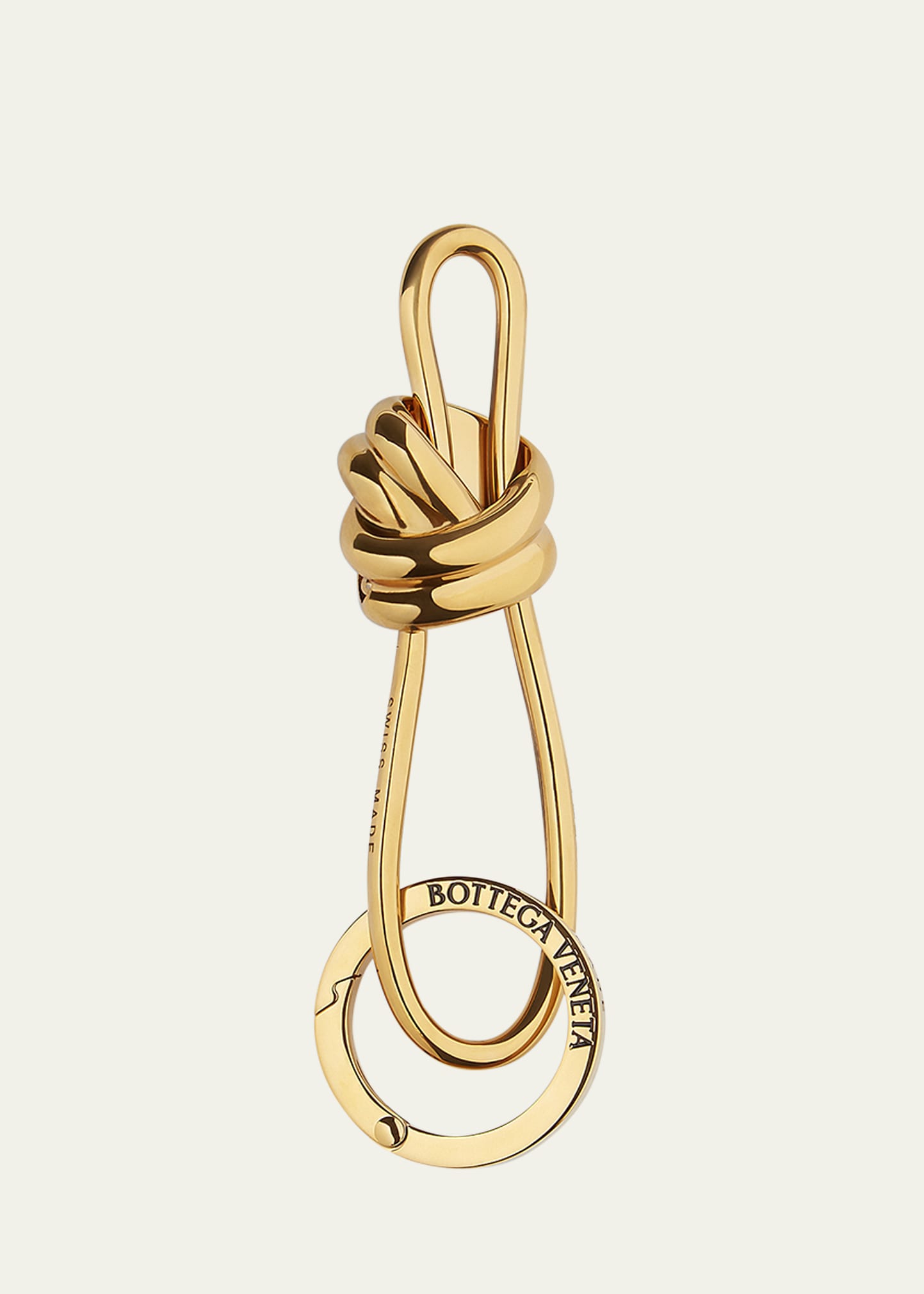 Bottega Veneta Andiamo Knot Metal Key Ring In 8953 M Brass