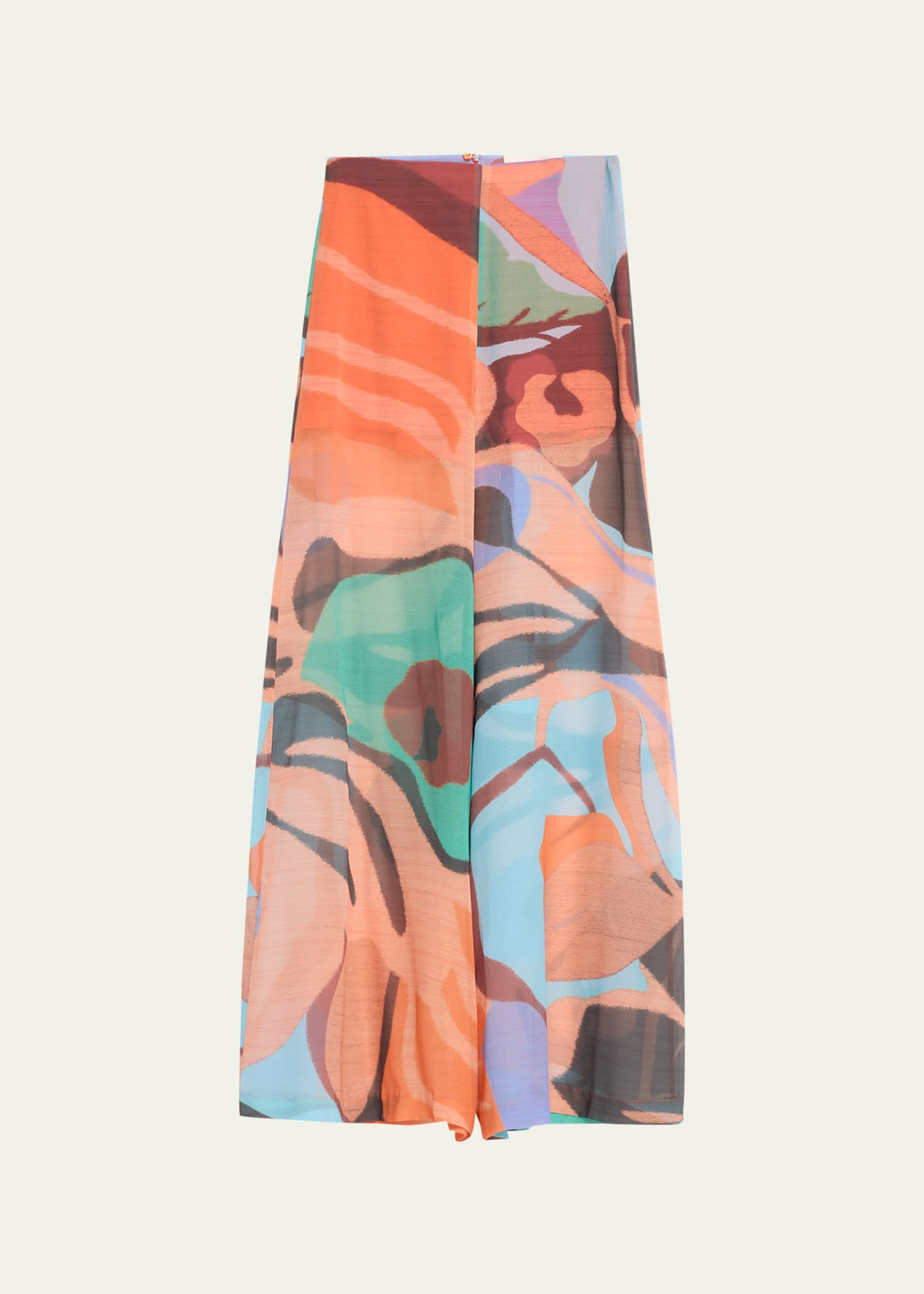 Shop Silvia Tcherassi Benedetto Abstract Sheer Wide-leg Pants In Pastel Multi Swir