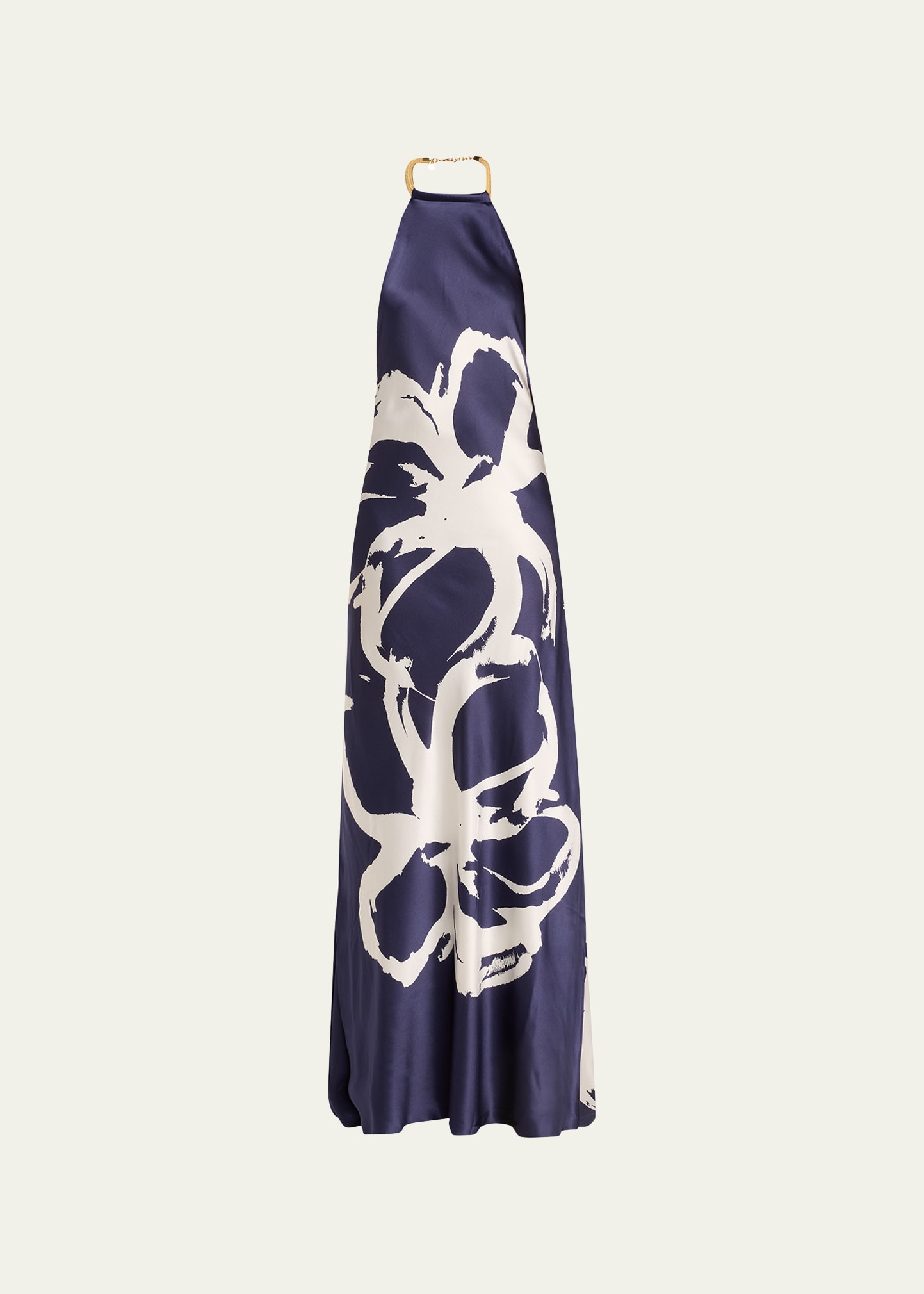 Silvia Tcherassi Zeffa Floral-print Backless Silk Maxi Dress In Blue