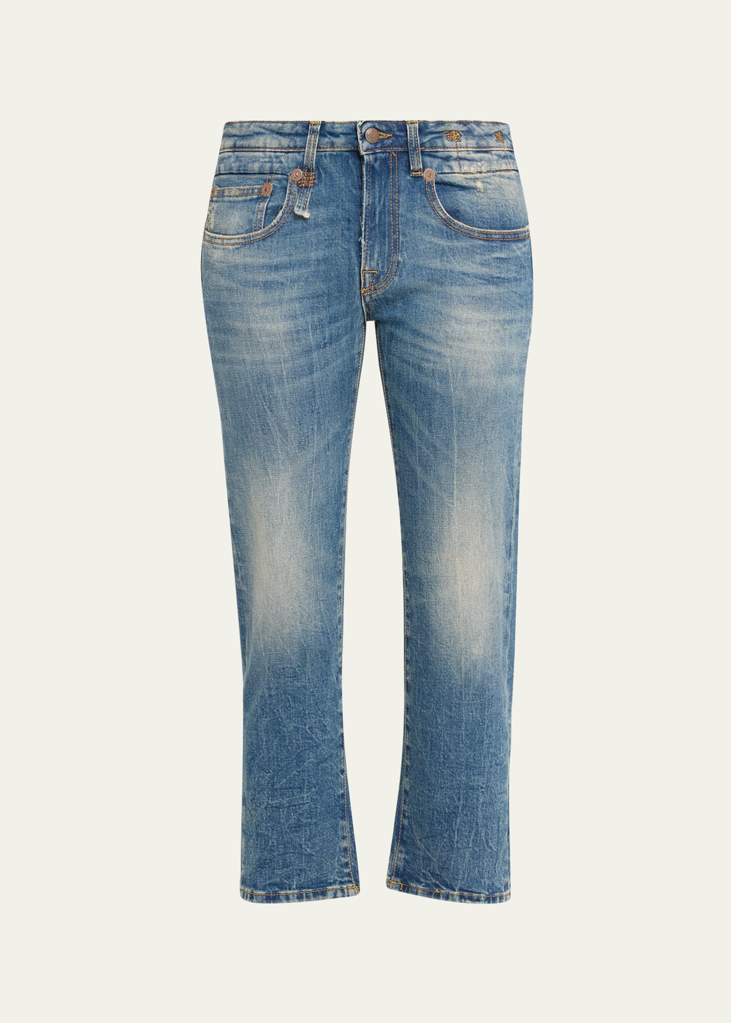 R13 Boy Straight Cropped Jeans In Kelly Stretch