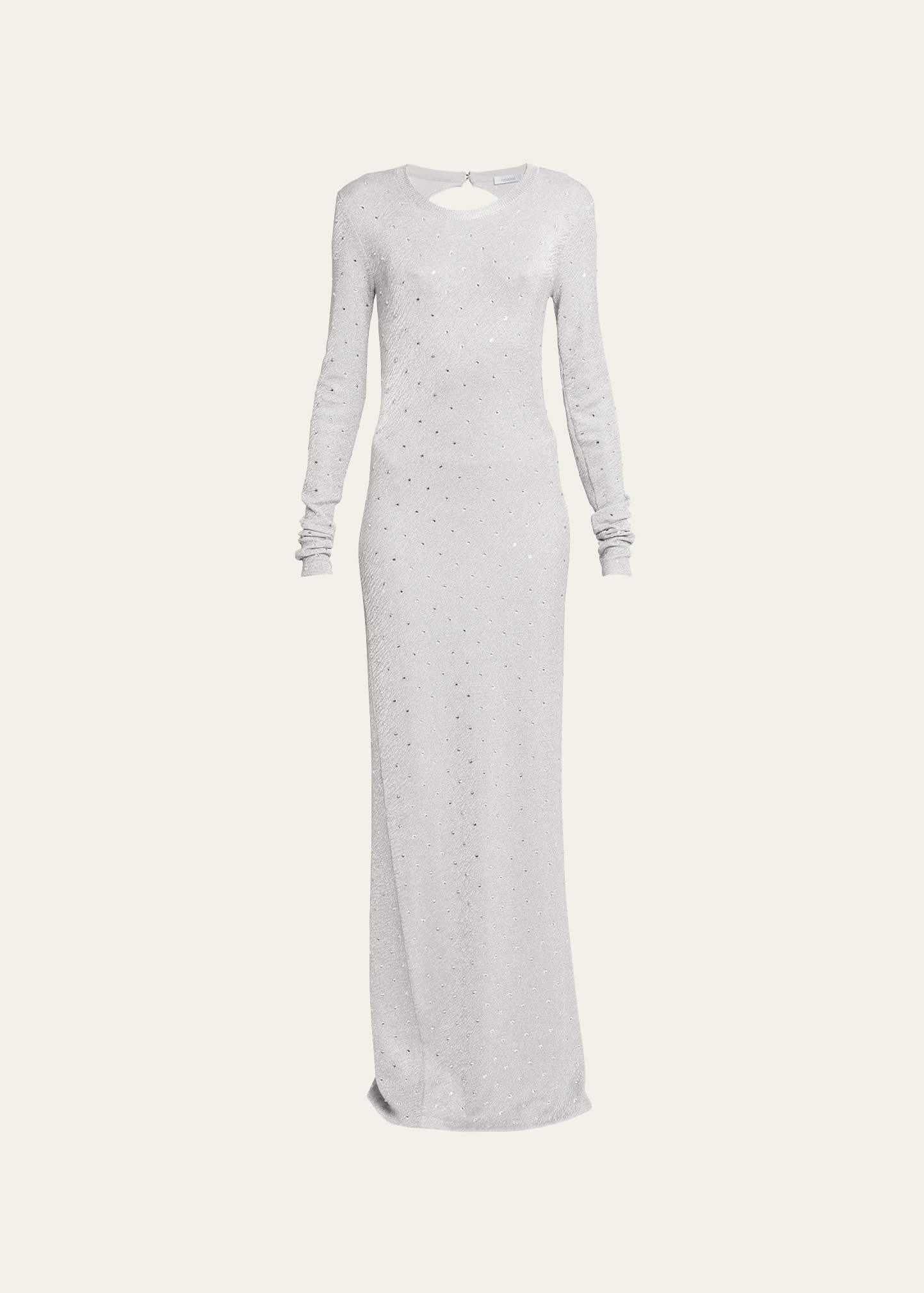 Shop Rabanne Crystal Knit Open-back Dress In Silver