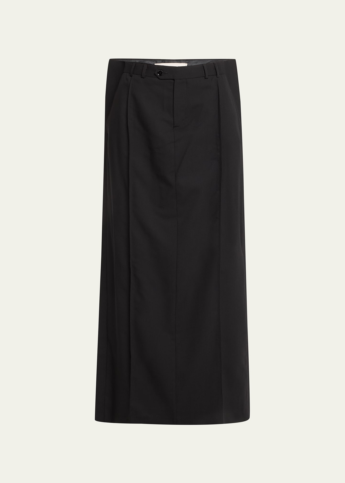 Bettter Long Side Ribbed Wool Skirt In Black
