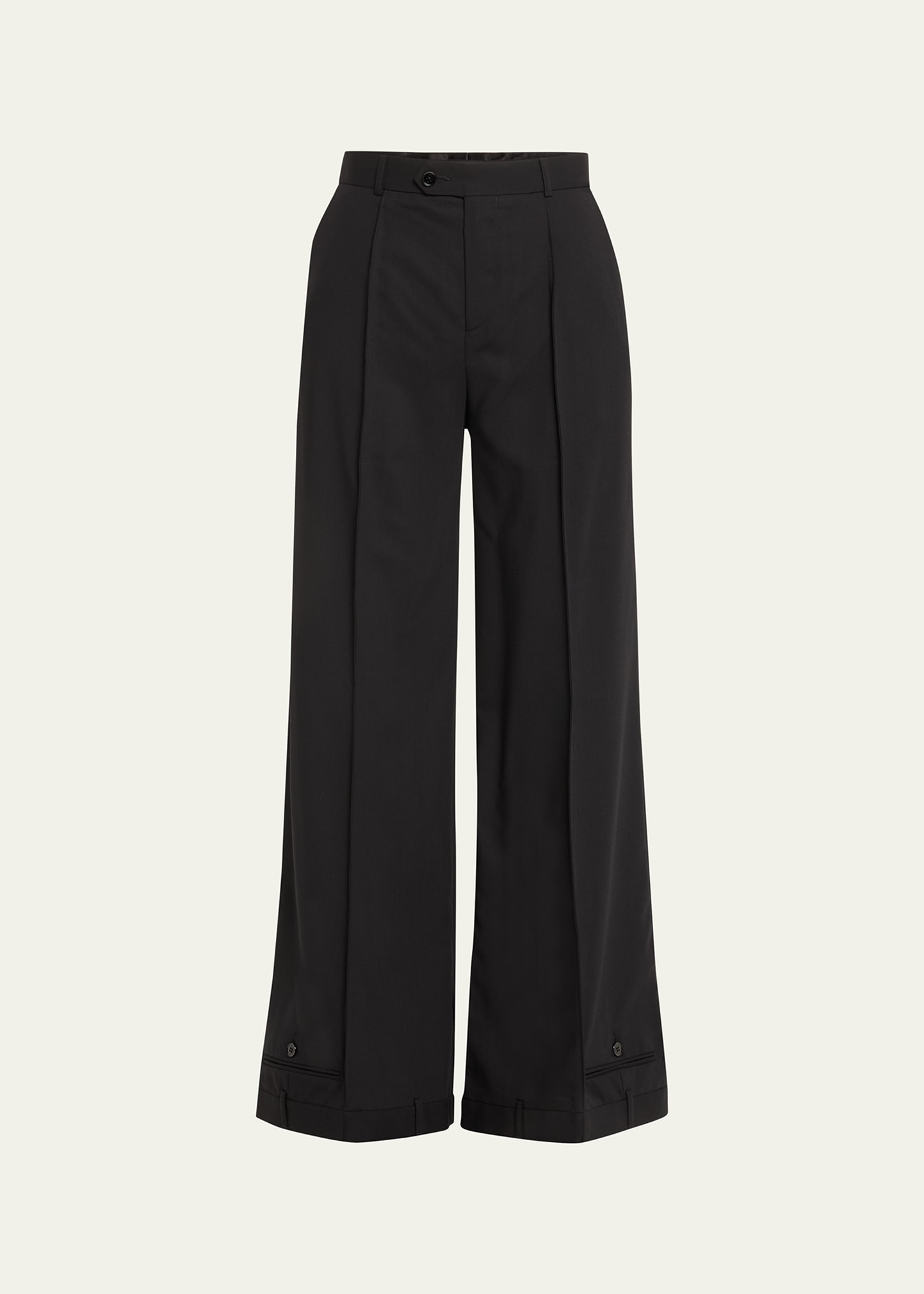Bettter Upside Down Wide-leg Wool Pants In Black