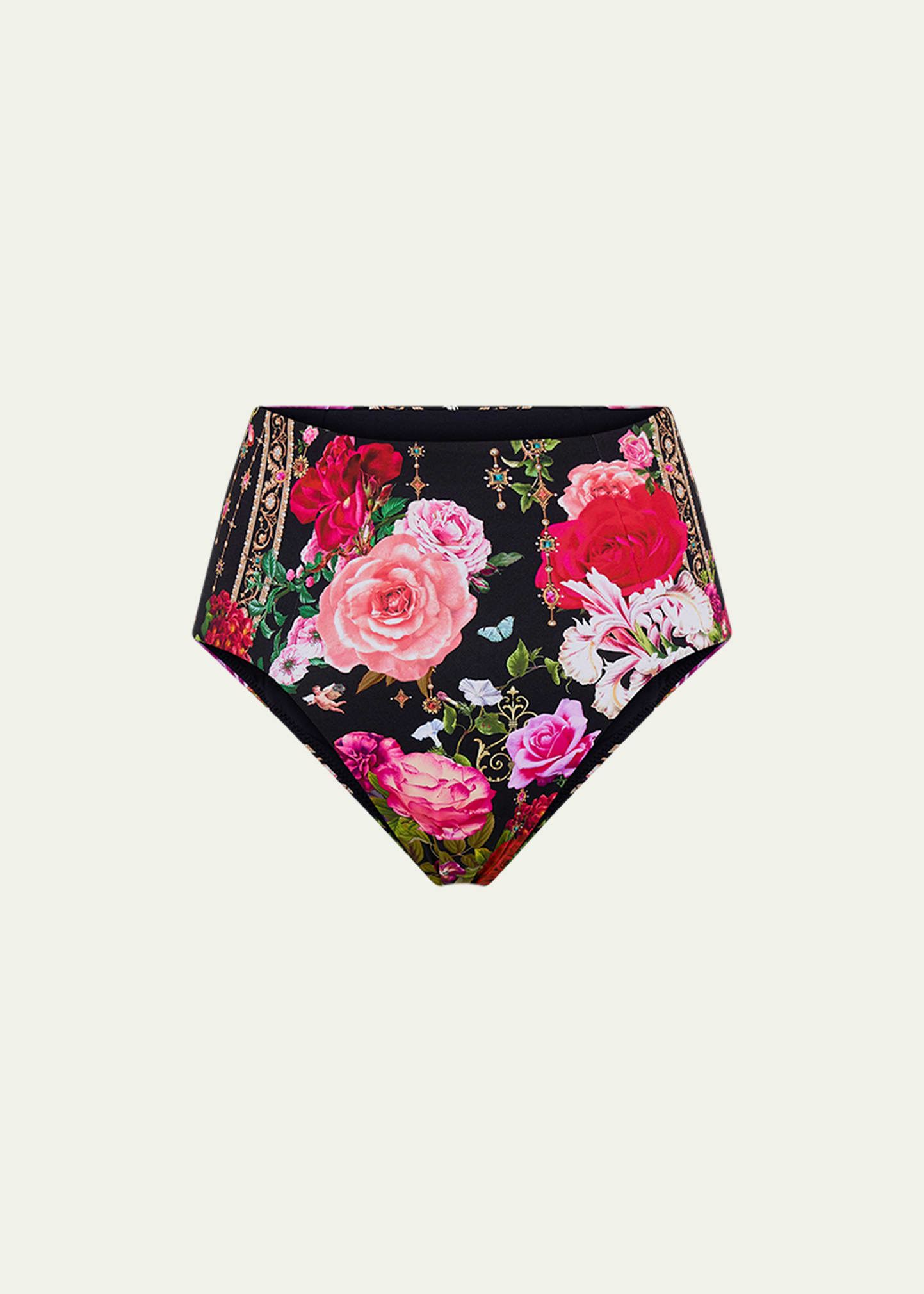 Camilla Floral High-waist Paneled Bikini Bottoms In Reservation For L