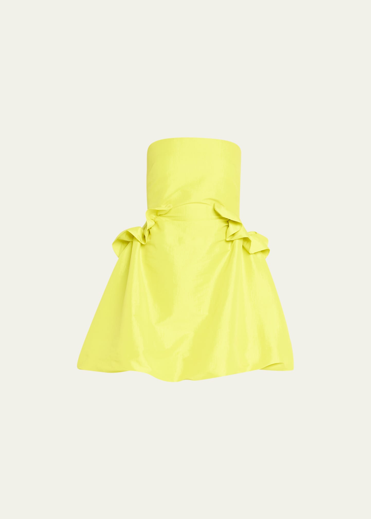 Kika Vargas Diana Ruffle Strapless Mini Dress In Neon Yellow