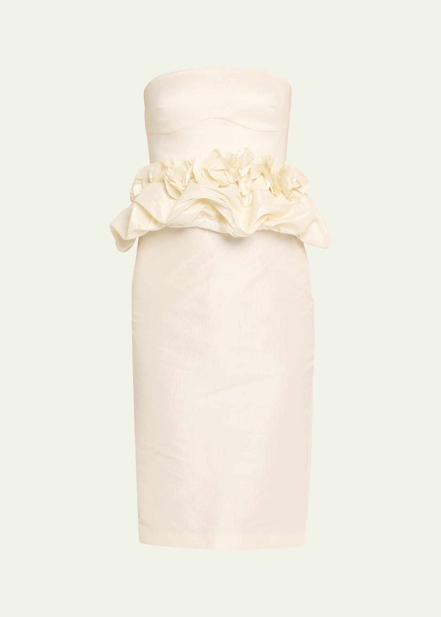 Stevie 3-D Floral Ruffled Waist Strapless Dress