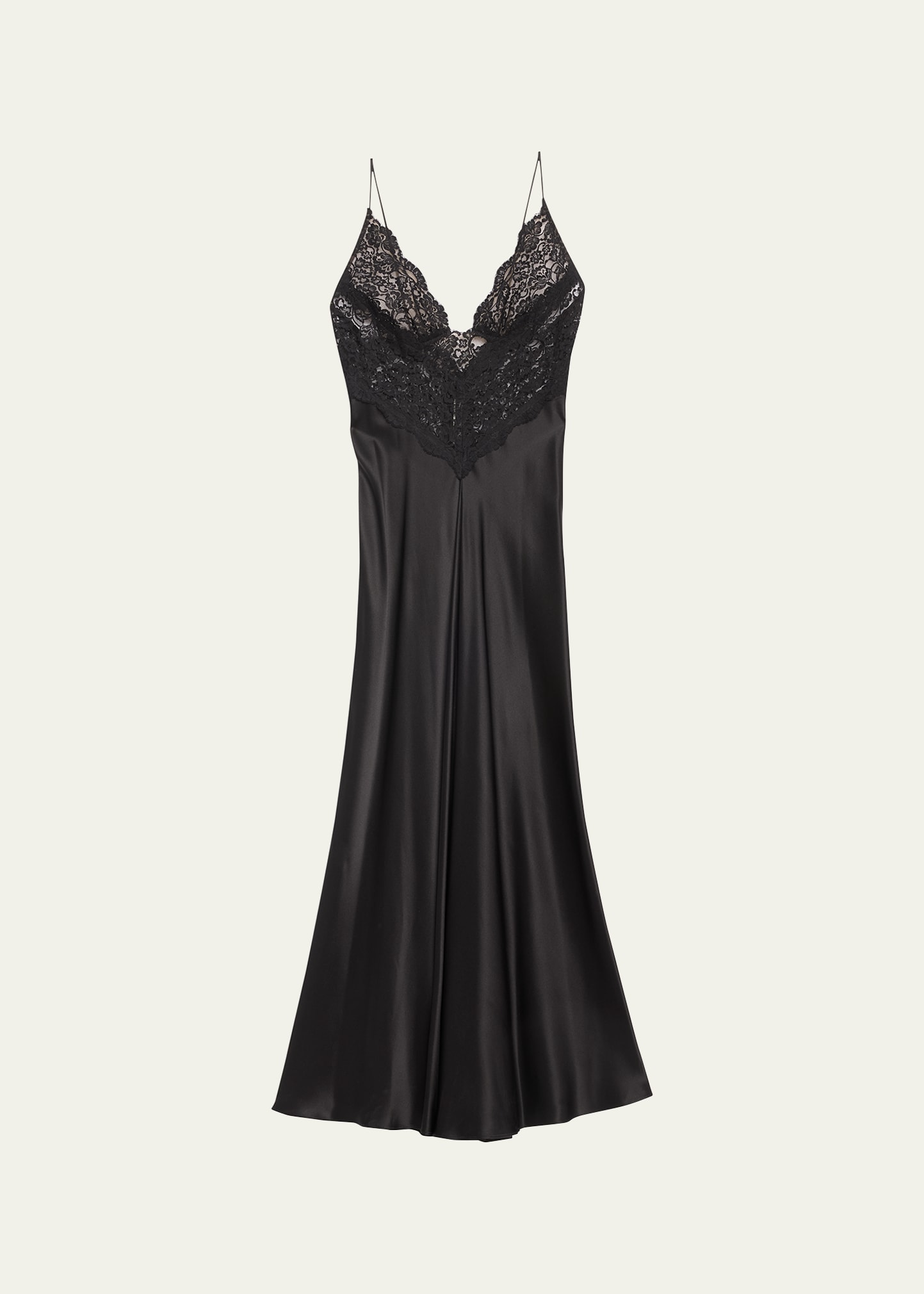 Rodarte Black Silk Bias Slip Dress With Black Lace Black 8