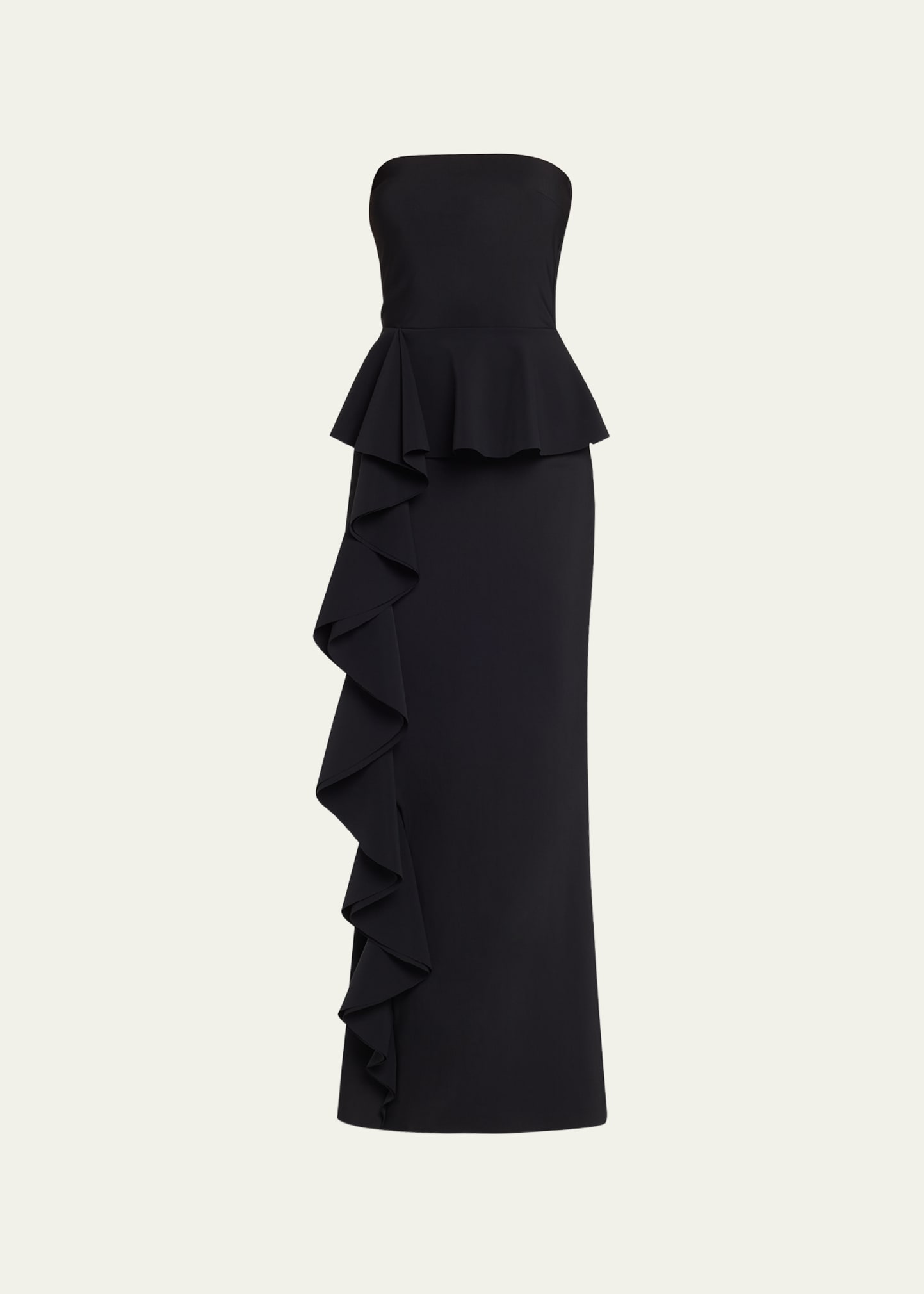 Chiara Boni La Petite Robe Hafsah Strapless Ruffle Peplum Gown In Black
