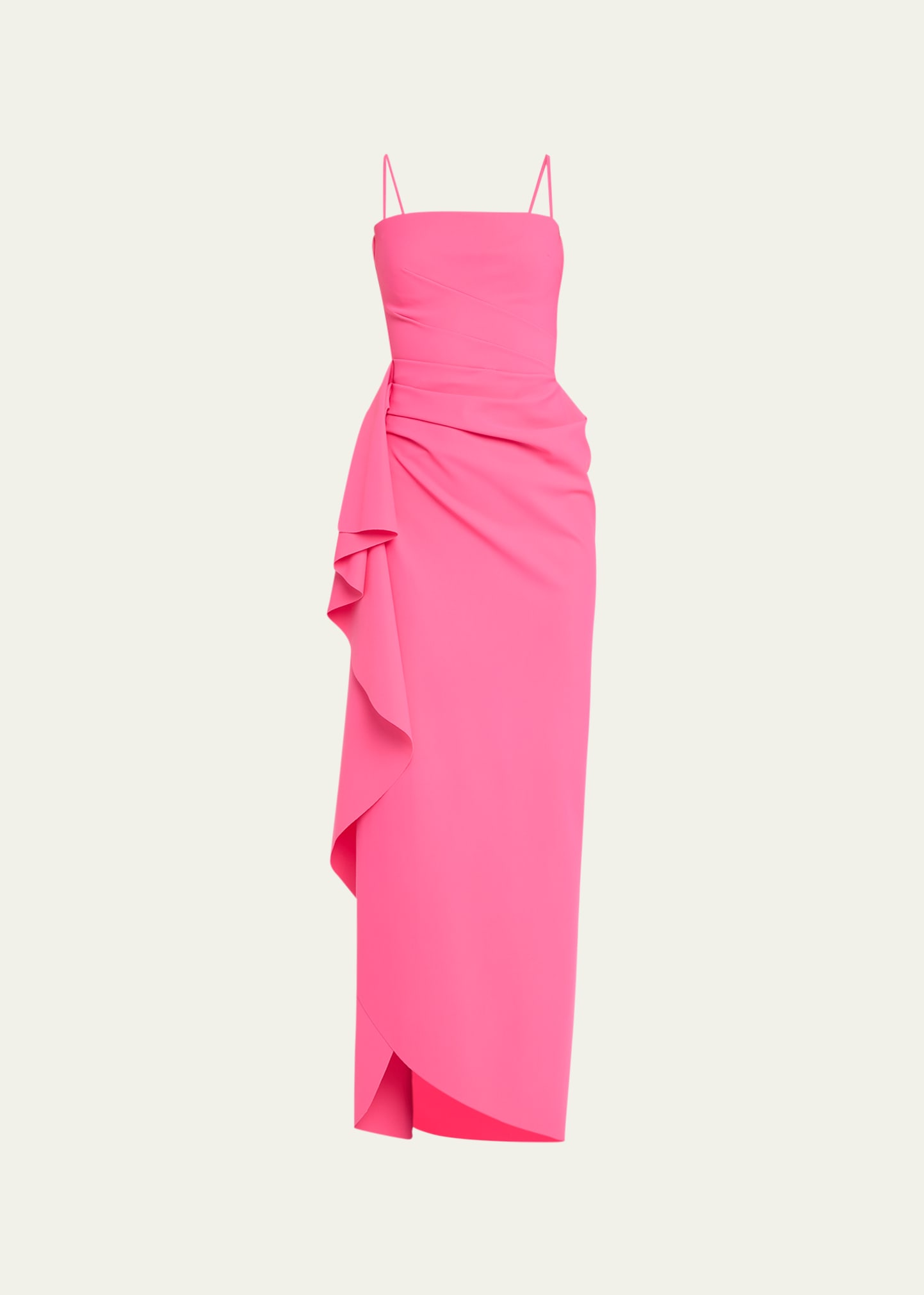 Chiara Boni La Petite Robe Glicheria Pleated Strapless Draped Gown In Spicy Pink