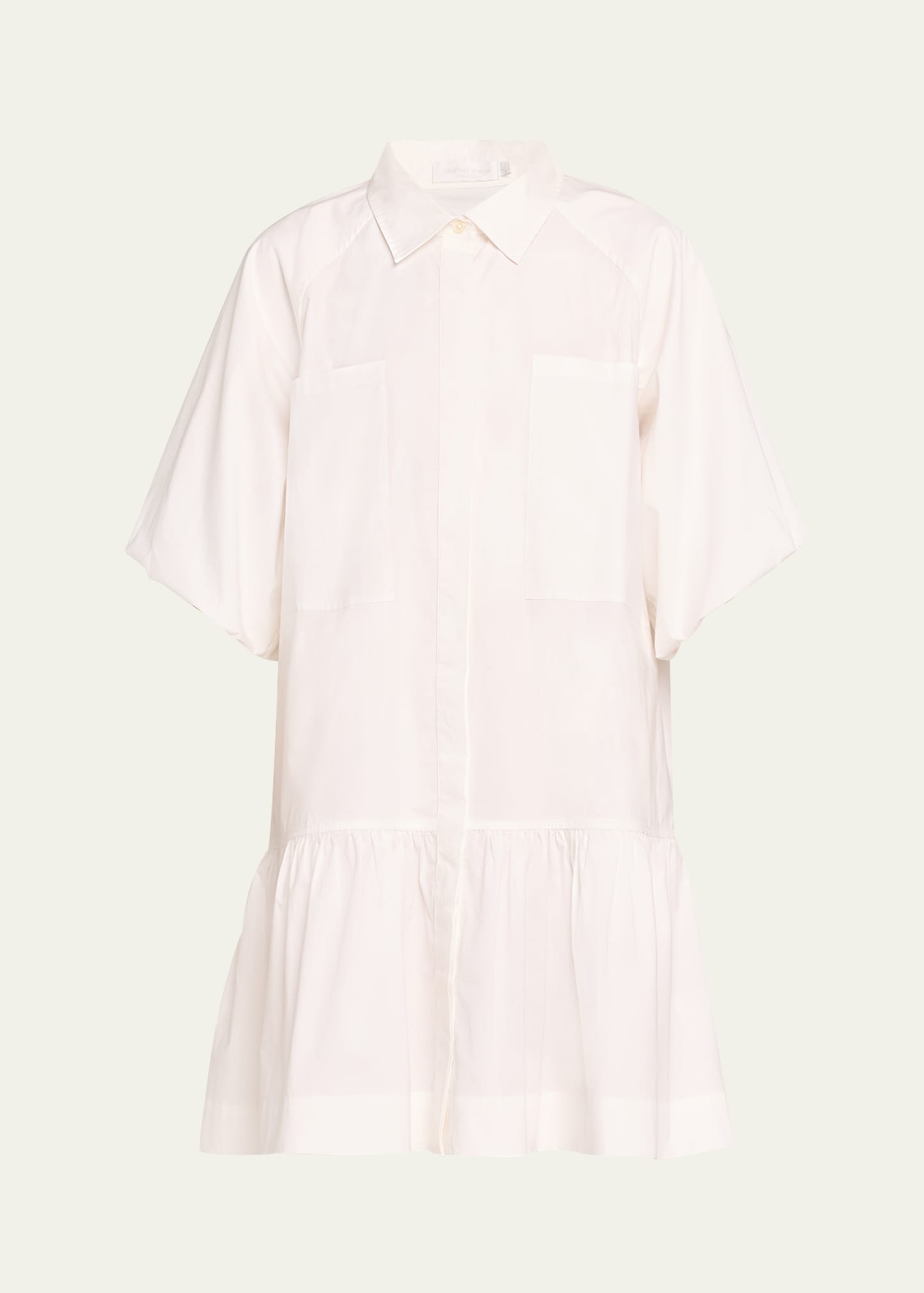 Simkhai Crissy Puff-sleeve Cotton Poplin Mini Shirtdress In White