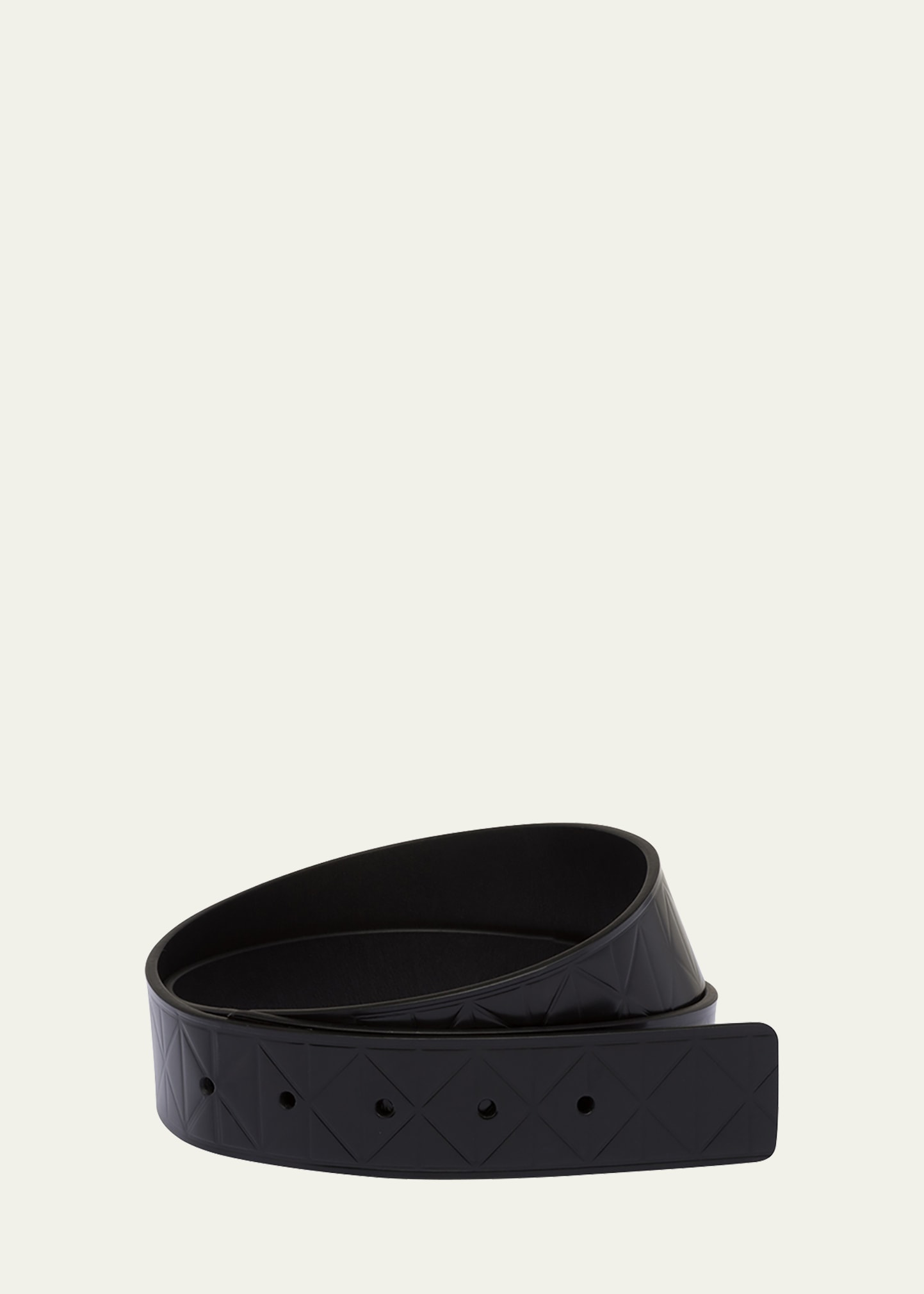 Shop Prada Men's Triangle-embossed Leather Belt Strap In F0002 Nero