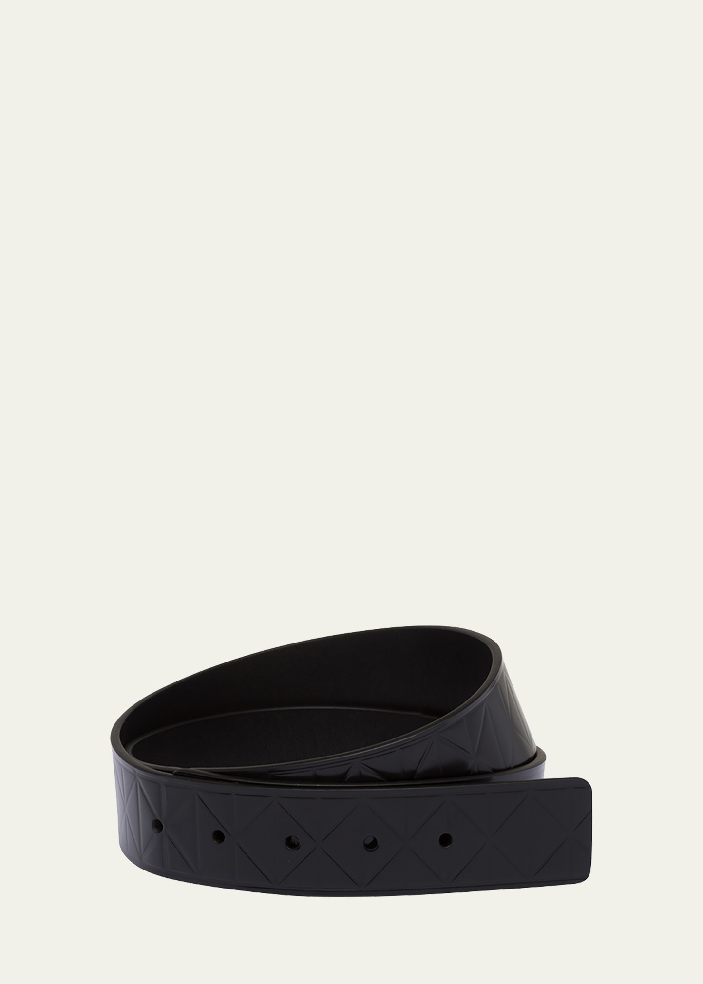 Prada Men's Triangle-embossed Leather Belt Strap In F0002 Nero