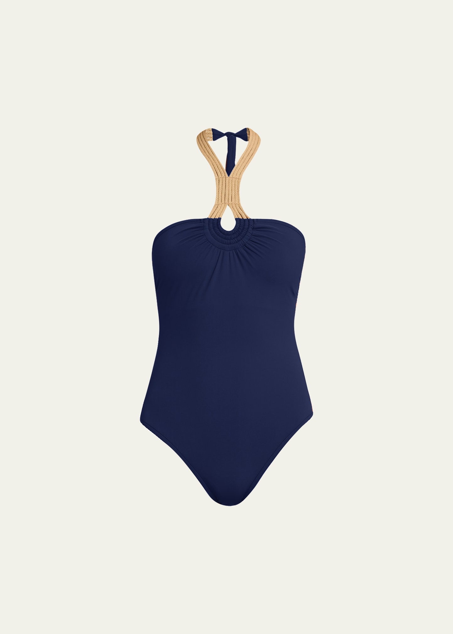 Karla Colletto Charlie Halter Bandeau One-piece Swimsuit In Navy