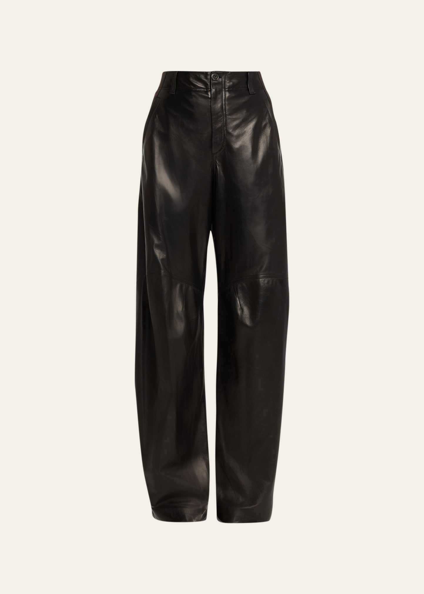Shop Brunello Cucinelli Wide-leg Leather Pants In C101 Black