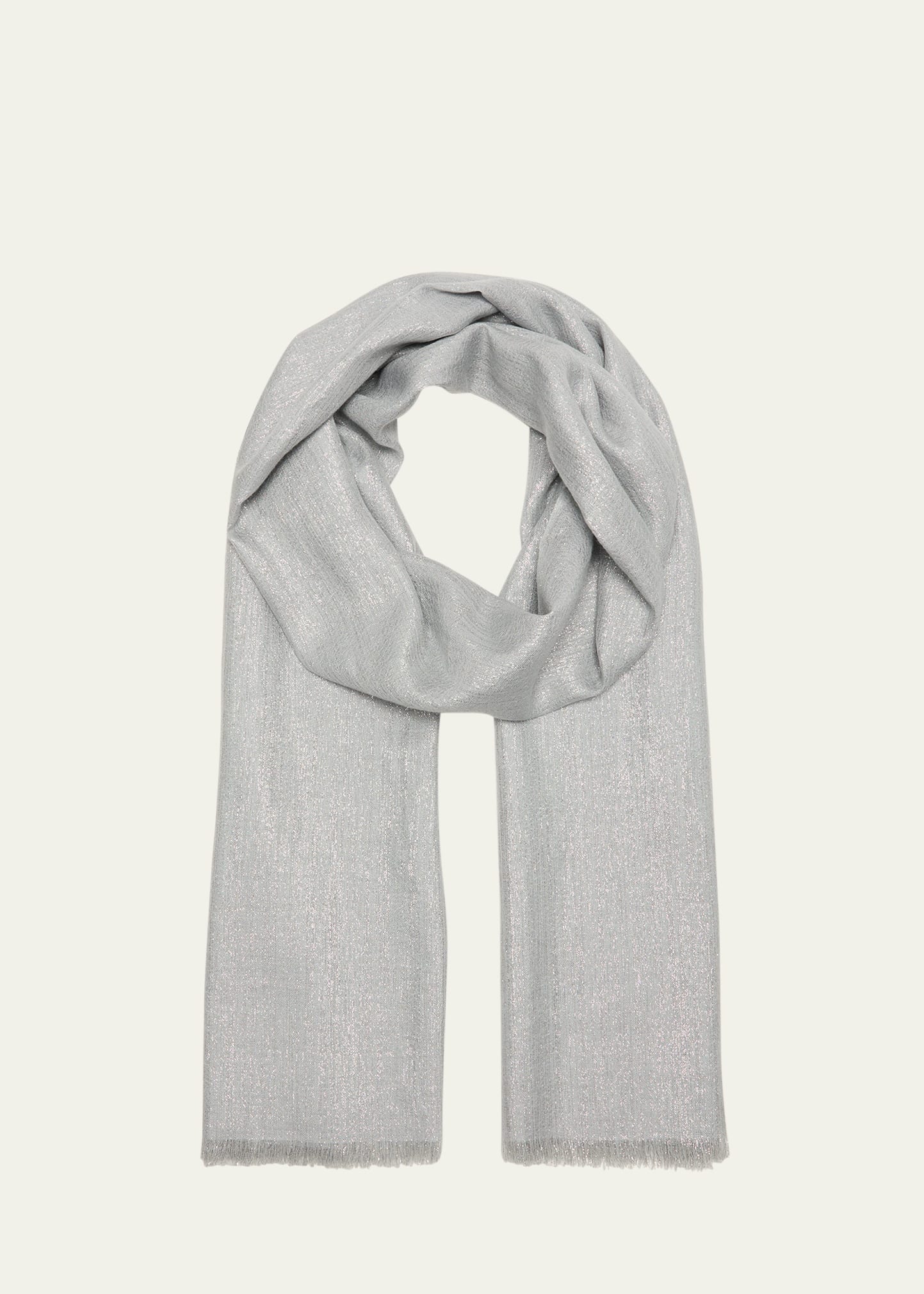 Brunello Cucinelli fringed cashmere-silk scarf - Grey