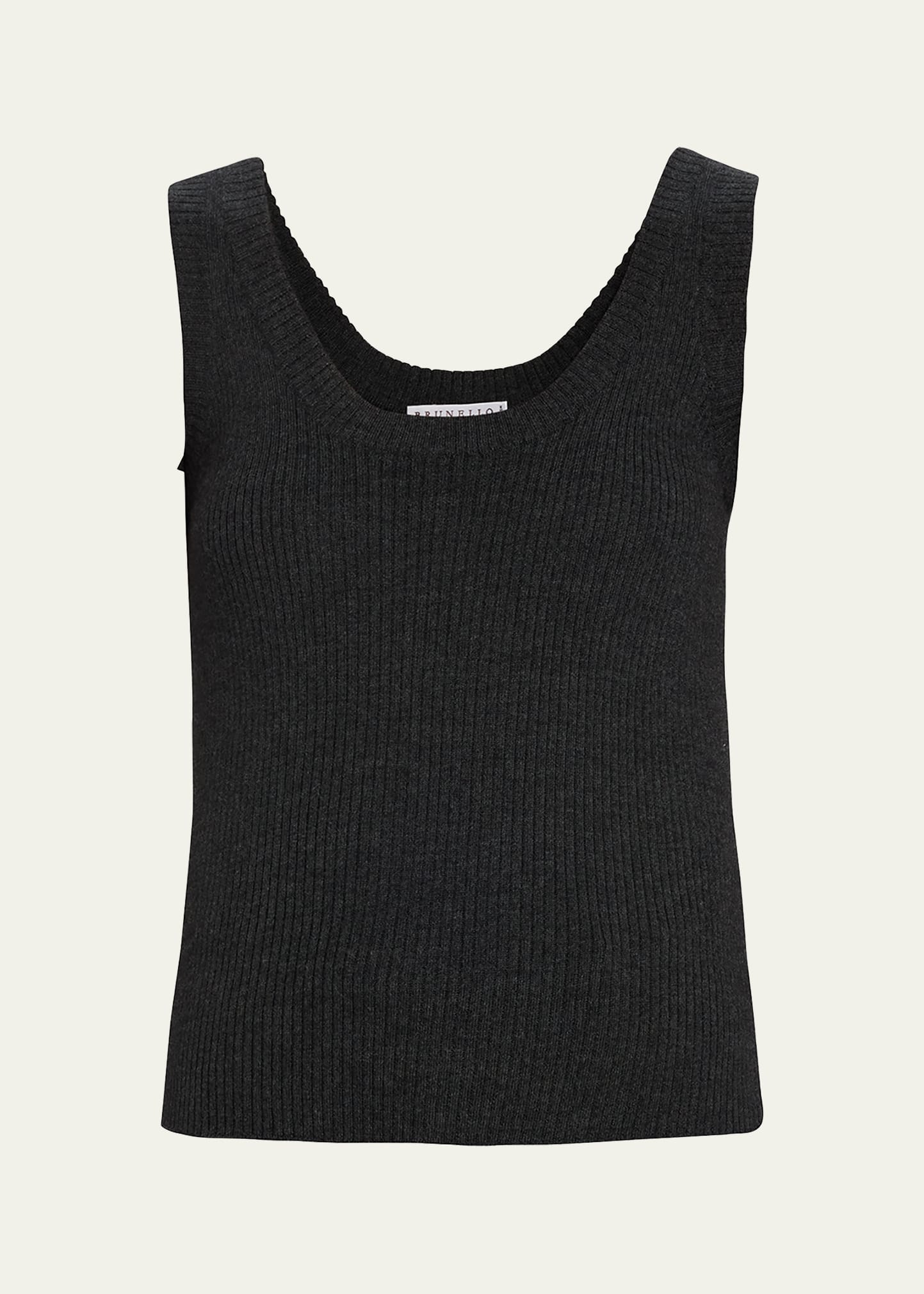 Brunello Cucinelli Wool-cashmere Scoop-neck Tank Top In C055 Anthracite