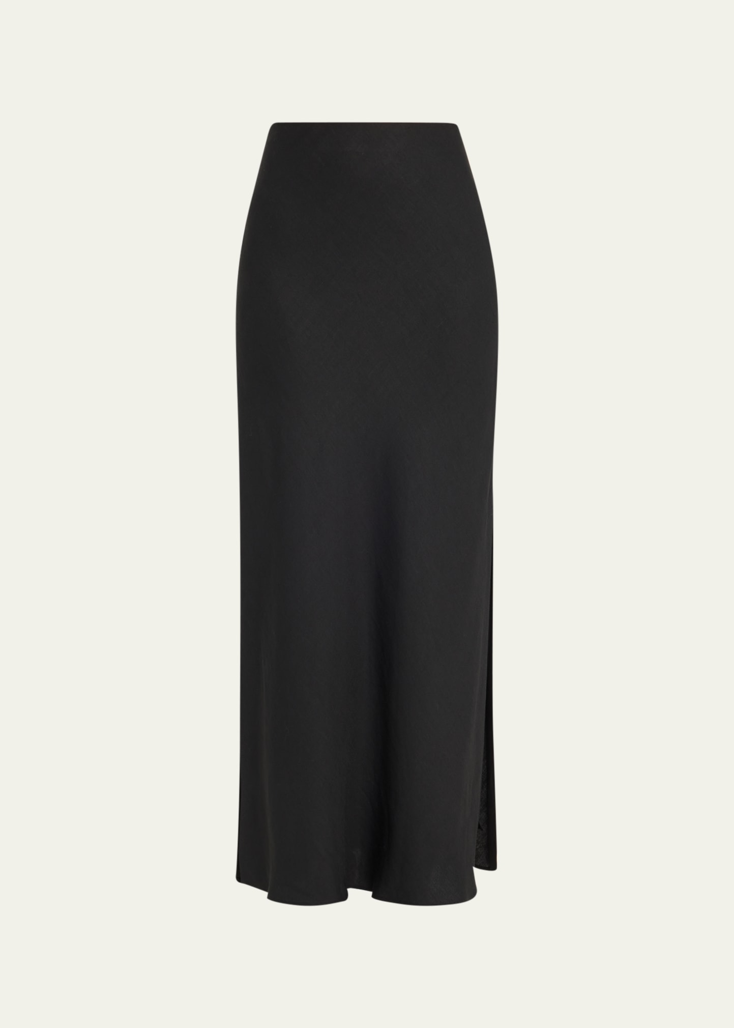 Shop Brunello Cucinelli Linen Maxi Skirt With Side Slits In C101 Black