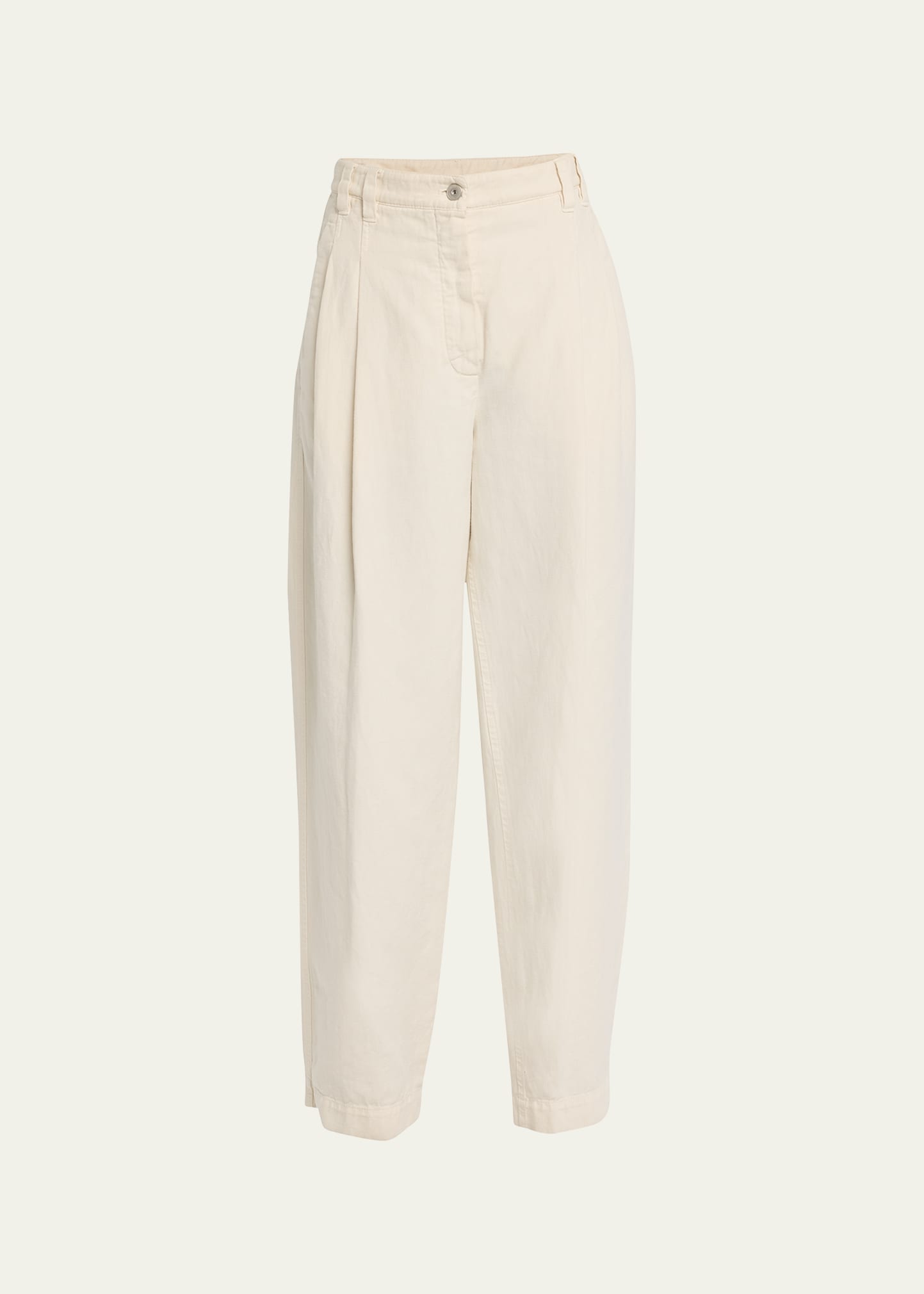 Shop Brunello Cucinelli Pleated Wide-leg Pants In C8739 White