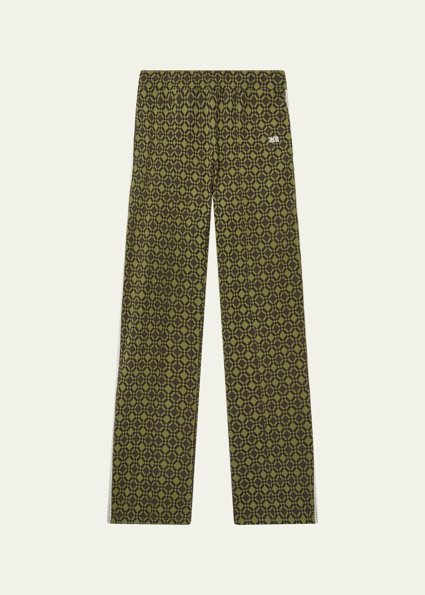 Shop Wales Bonner Men's Geometric Jacquard Sweatpants In Olive And Dark Br
