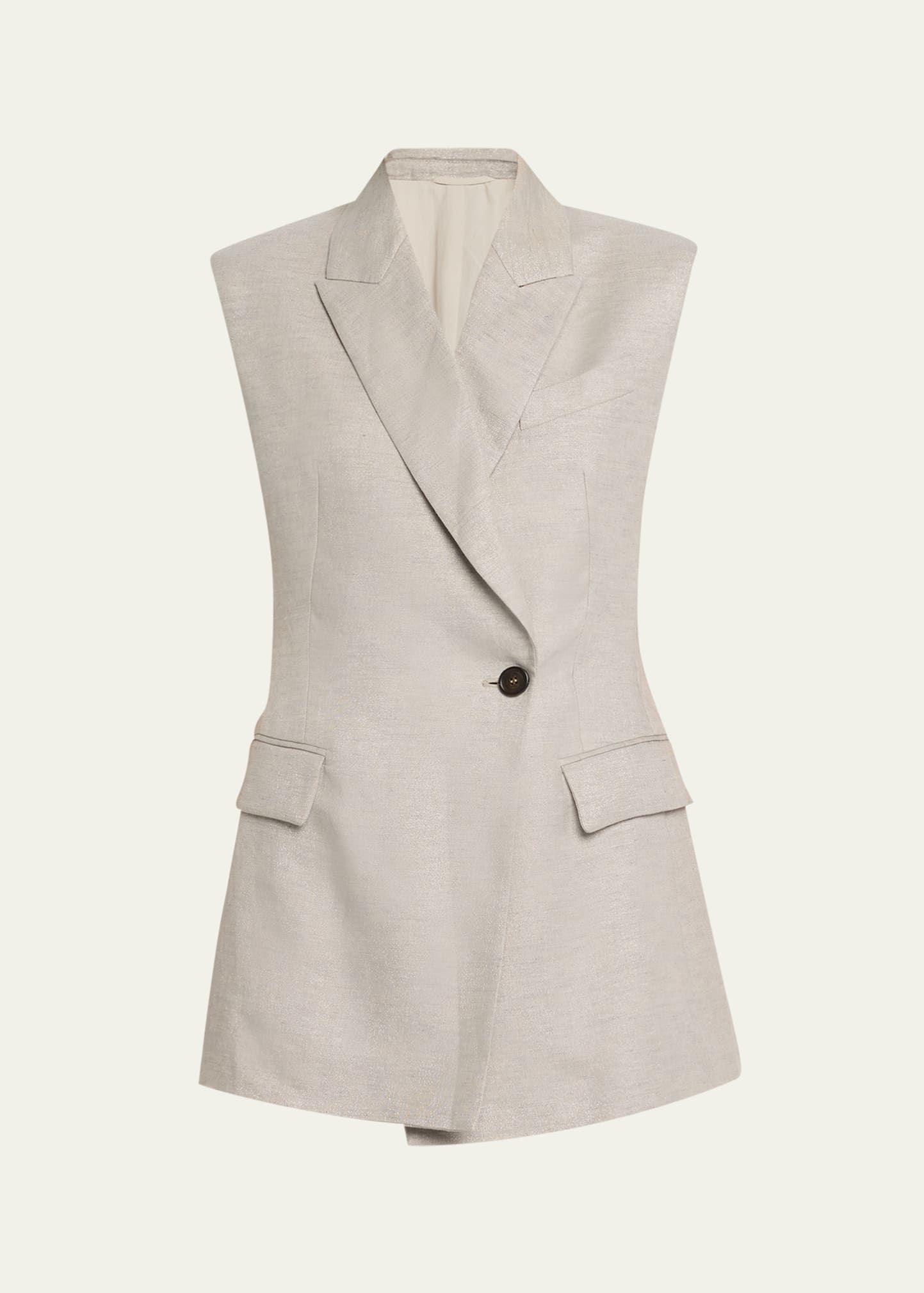 Brunello Cucinelli Single-breasted Lurex Linen Vest In C011 Light Grey