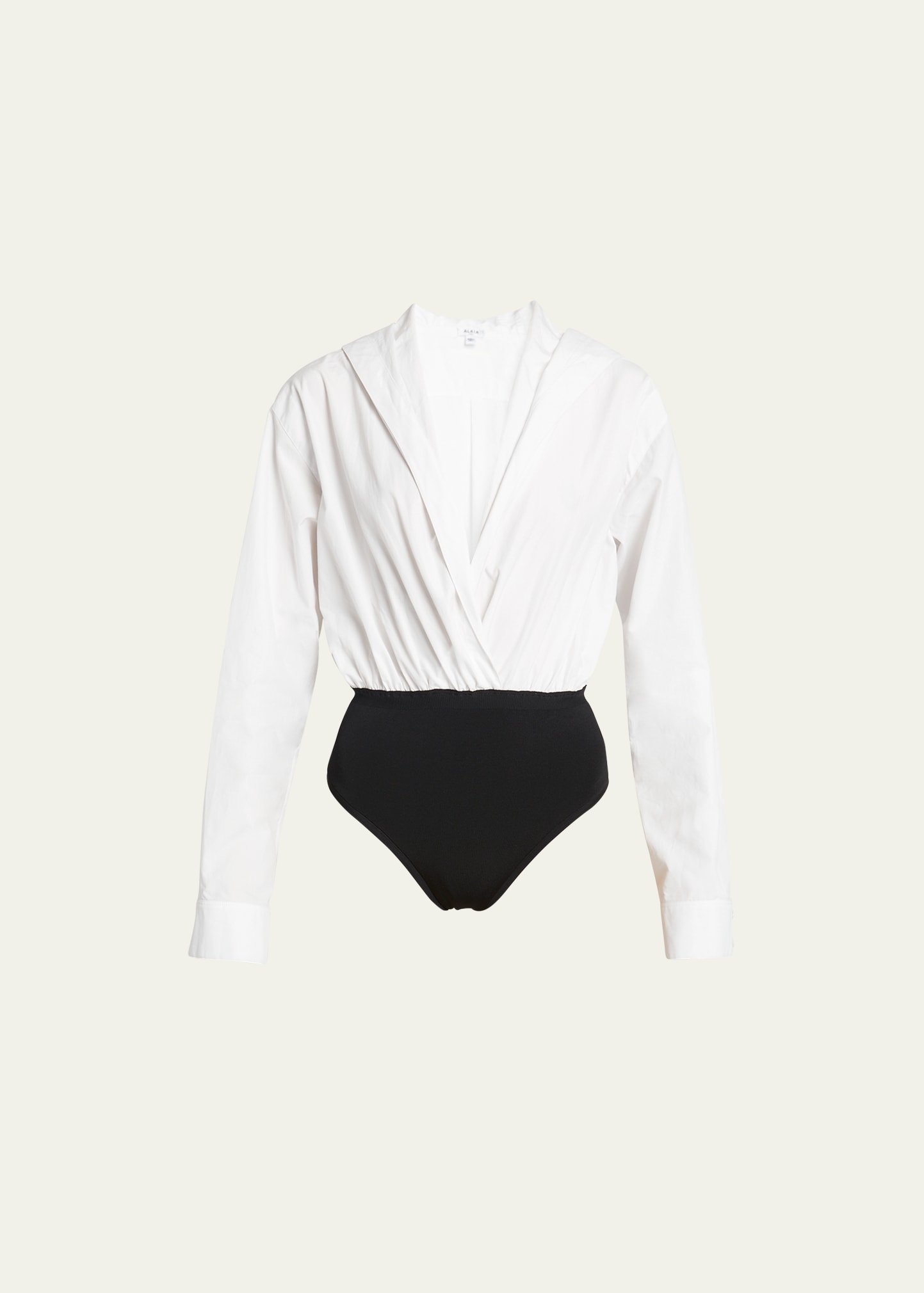 Alaïa Hooded Poplin Lace Bottom Bodysuit In Blanc