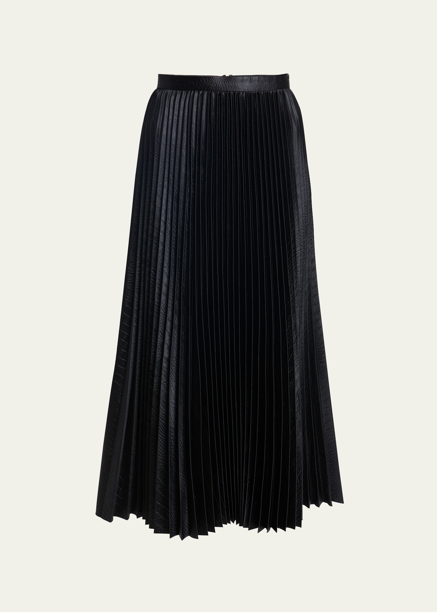 Shop Alaïa Embossed Pleated Midi Skirt In Noir Alaia