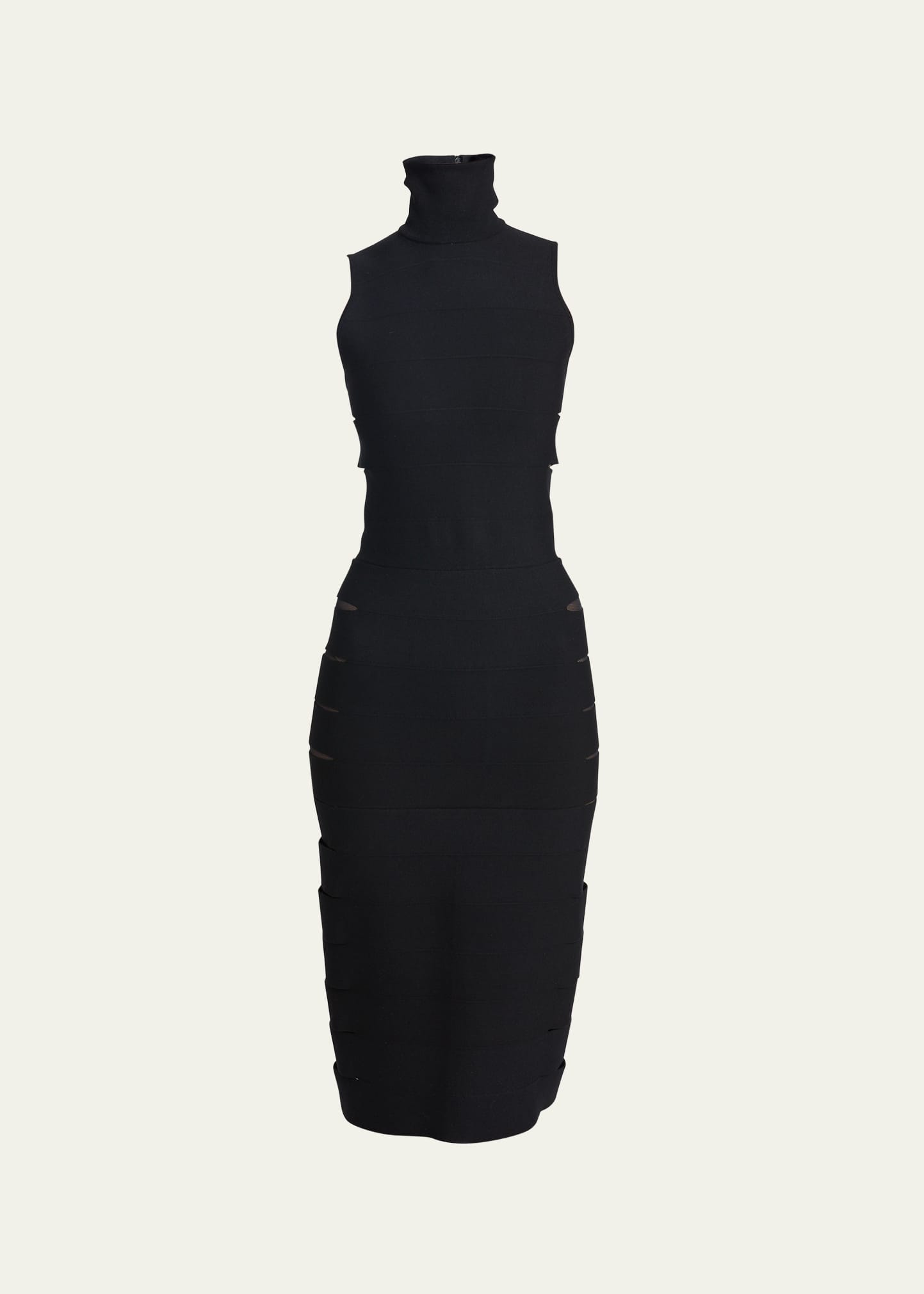 Alaïa Side Cutout Bandage Midi Dress In Noir Alaia