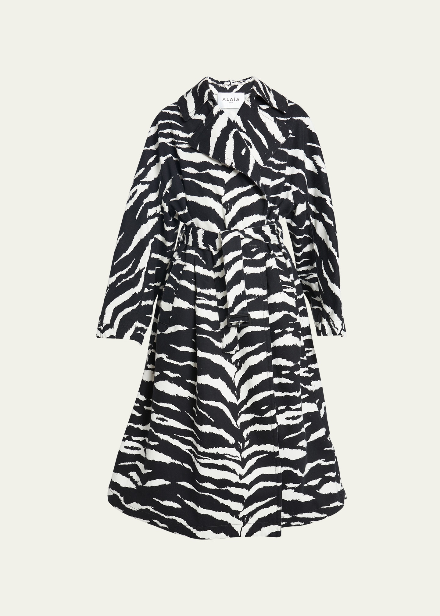 Shop Alaïa Animal-print Belted Trench Coat In Noir Blanc