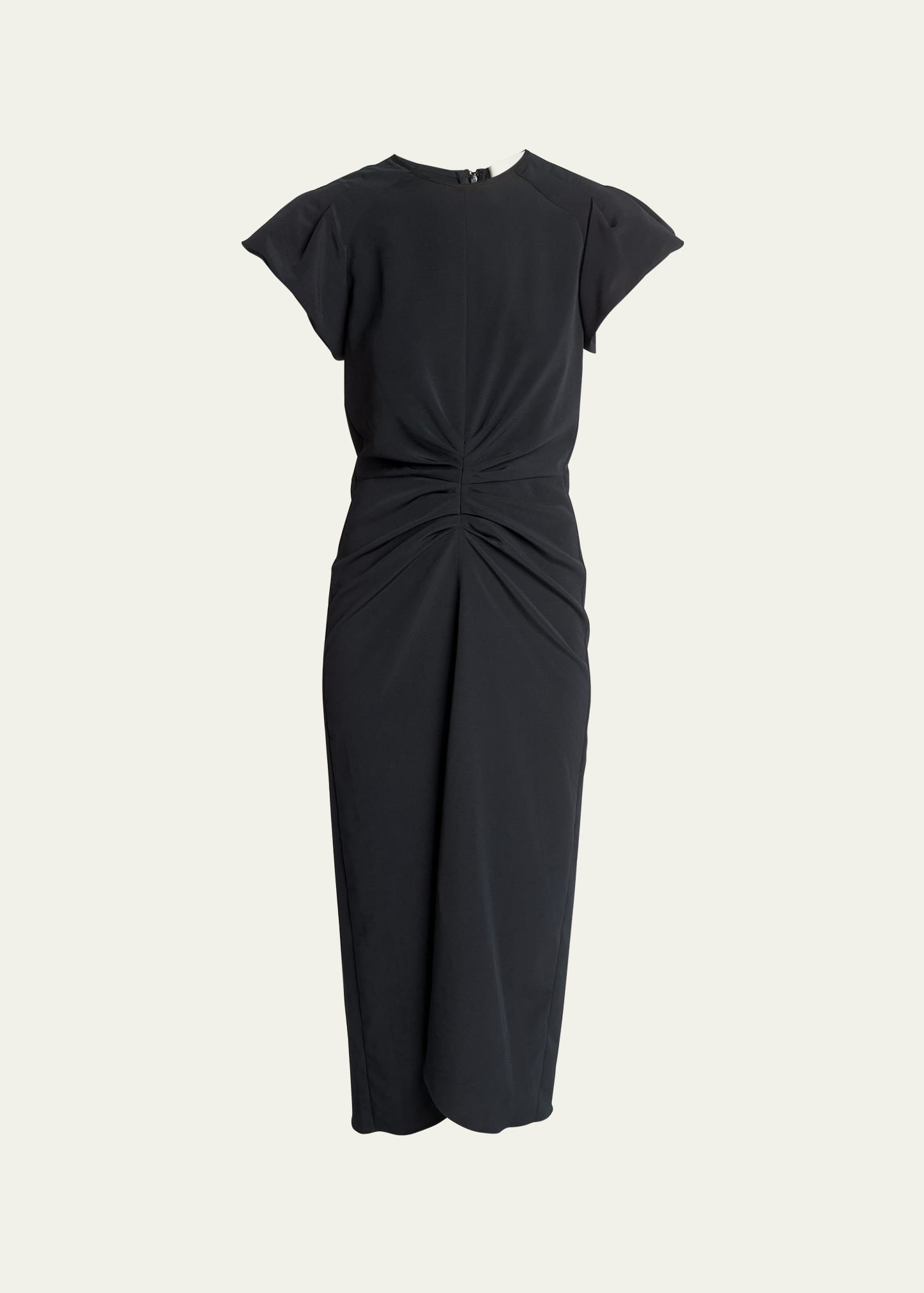 Shop Isabel Marant Terena Gathered Midi Dress In Black