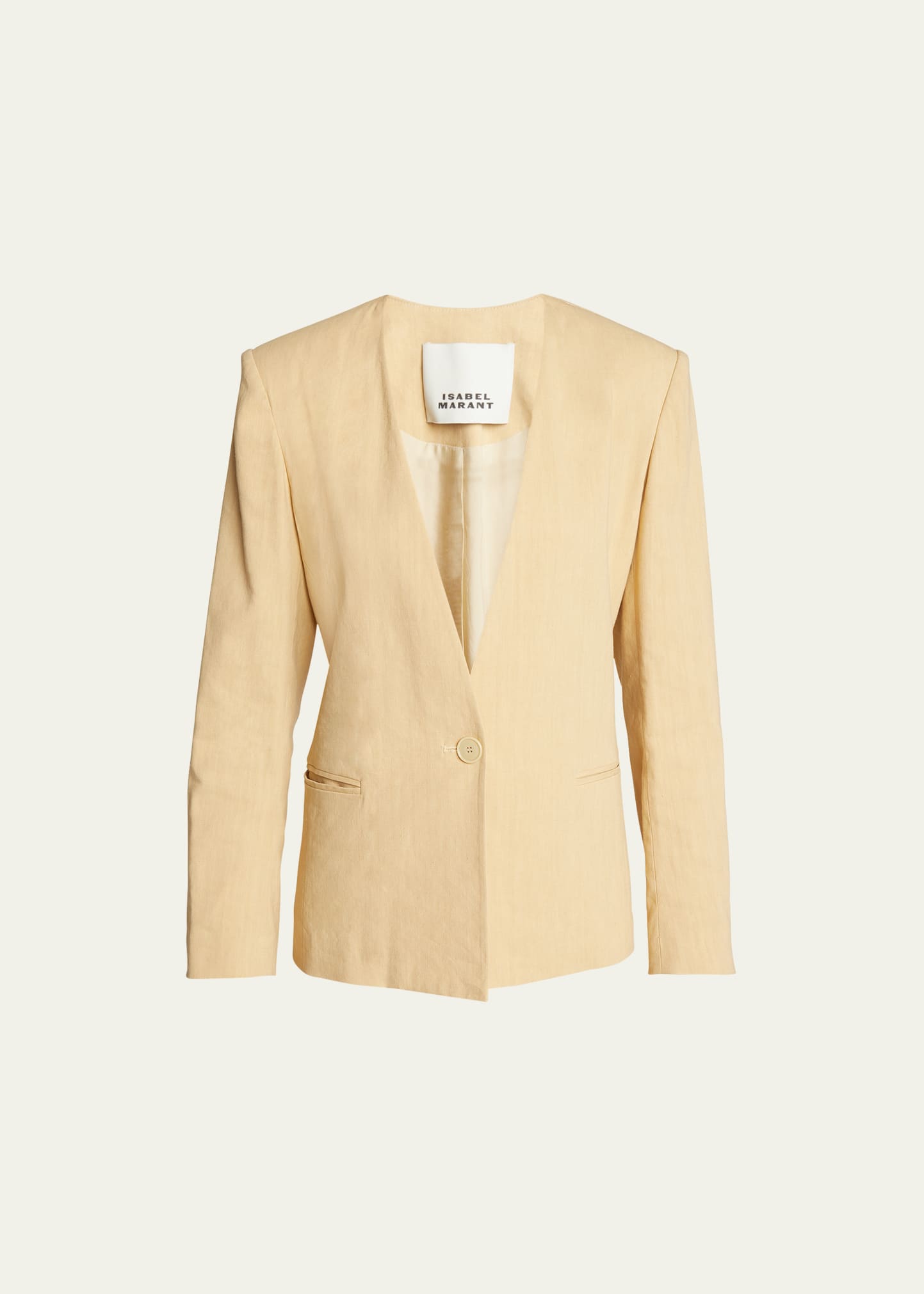 Shop Isabel Marant Manzil One-button Cotton Jacket In Straw