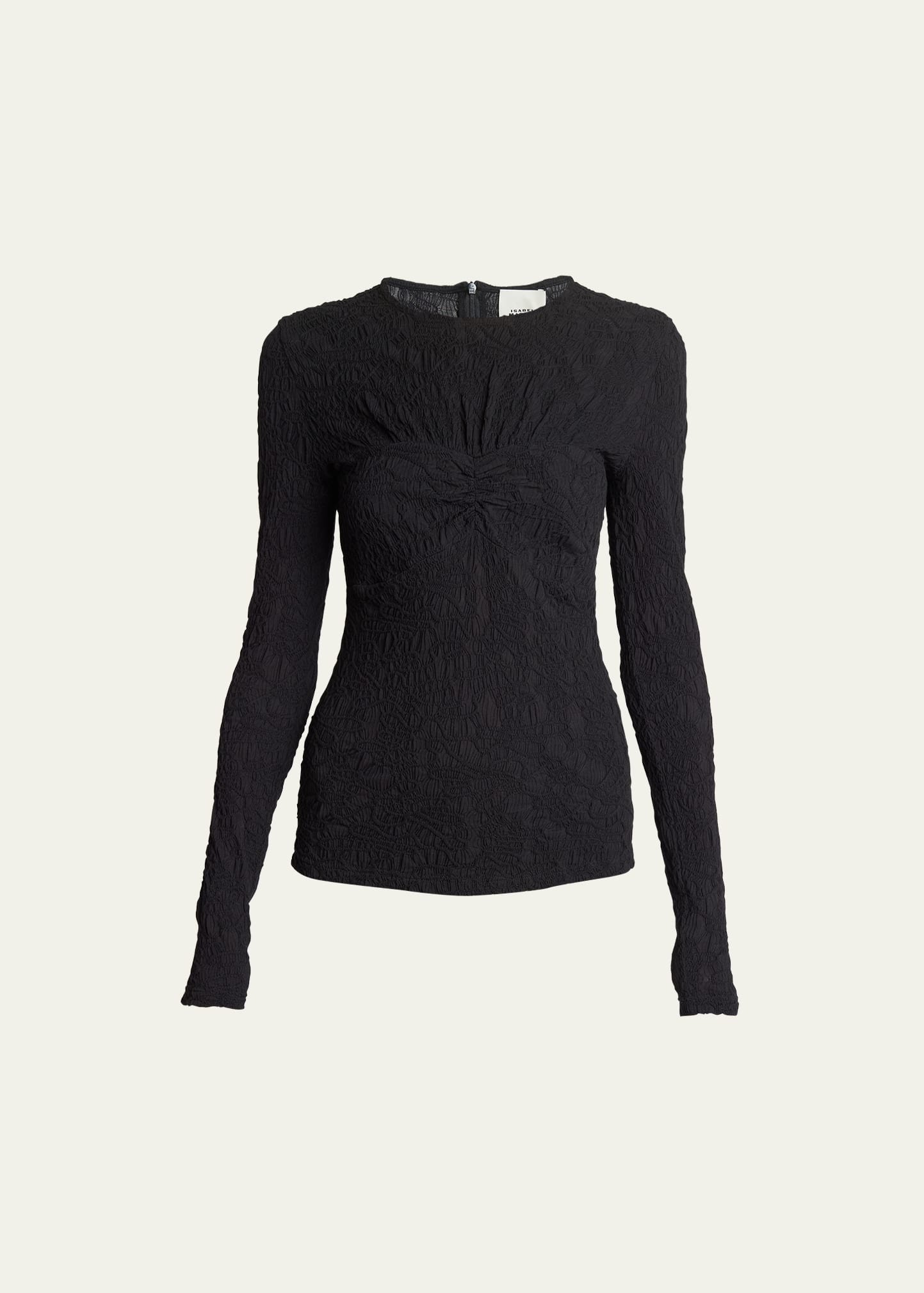 Shop Isabel Marant Floride Ruched Long-sleeve Top In Black