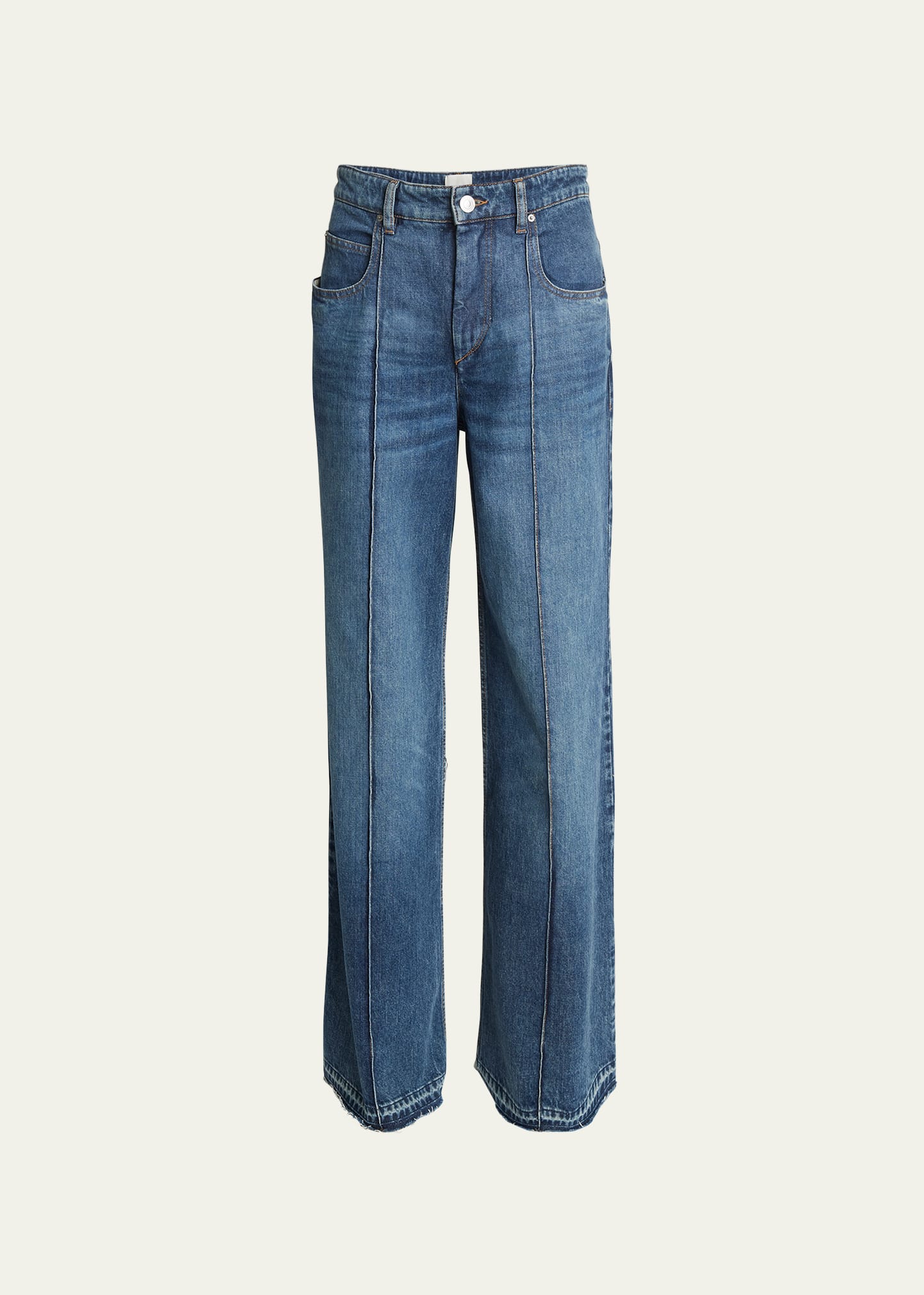 Shop Isabel Marant Noldy Wide-leg Pintuck Jeans In Blue