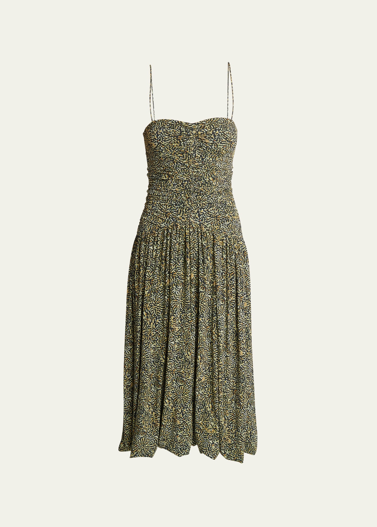 Isabel Marant Pleated Elizabeth Dress In Blackyellow