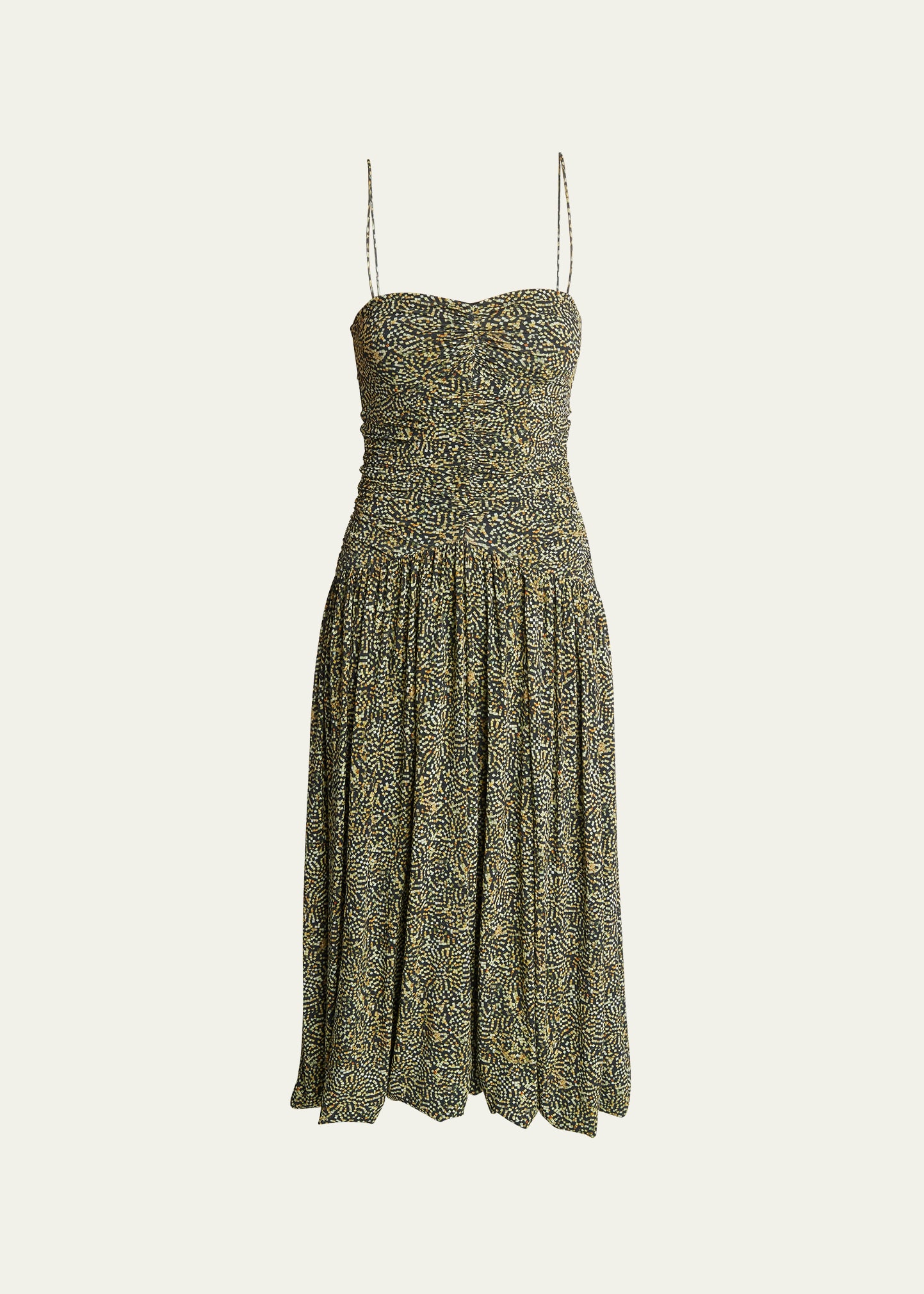 Shop Isabel Marant Elisabeth Drop-waist Midi Dress In Blackyellow