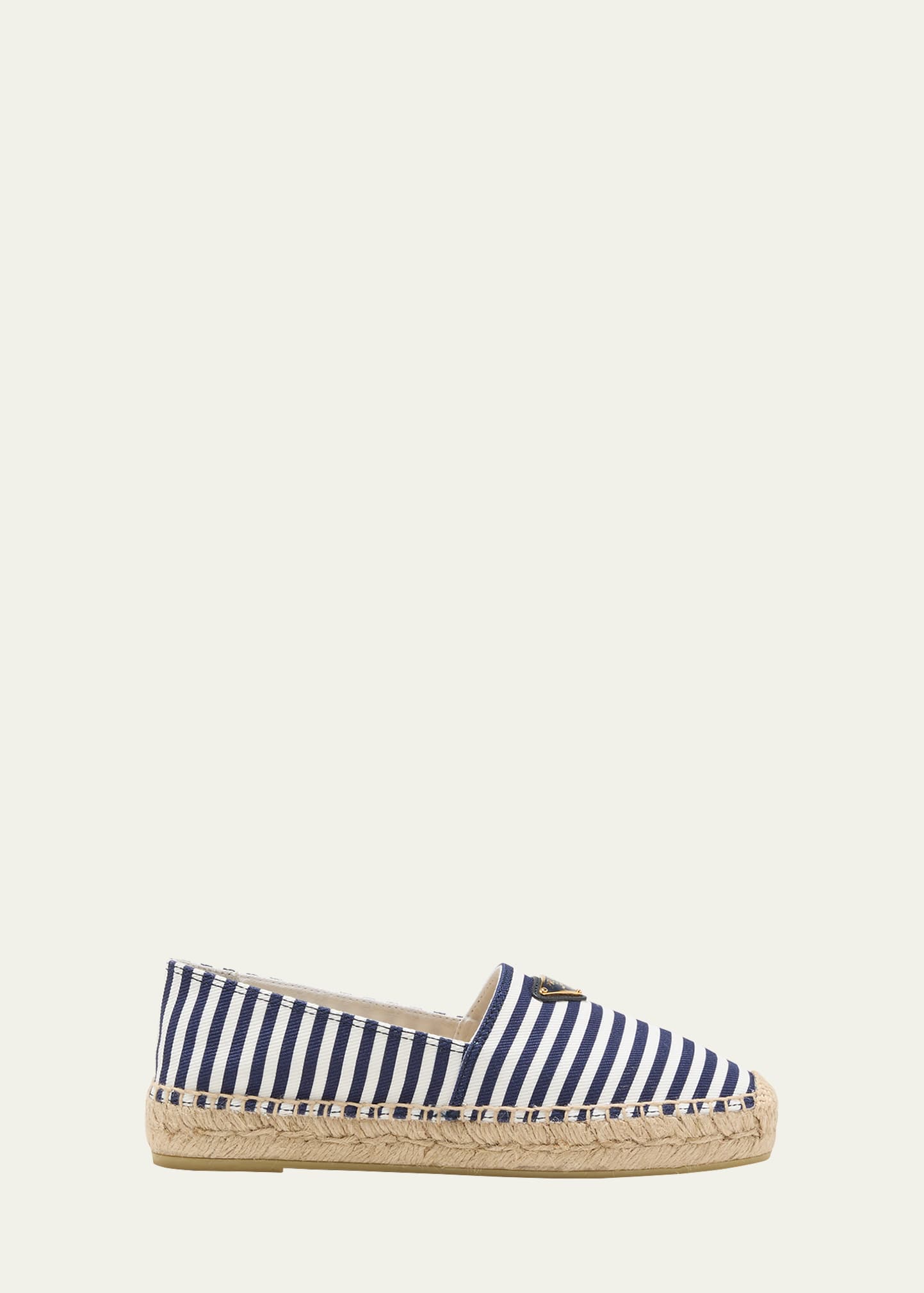 Prada Stripe Cotton Espadrille Loafers In Bianco Bleu