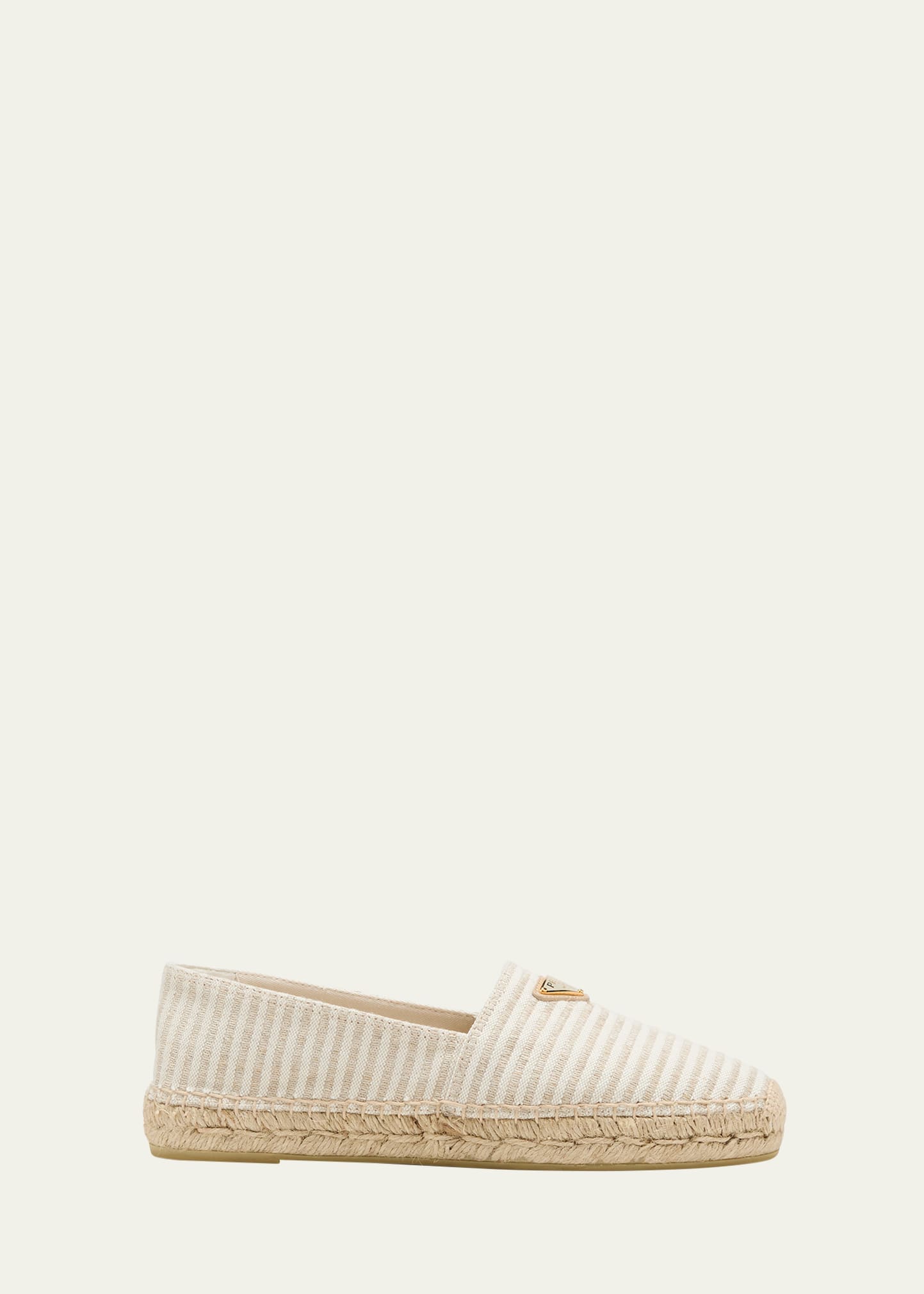 Prada Stripe Cotton Espadrille Loafers In Naturale