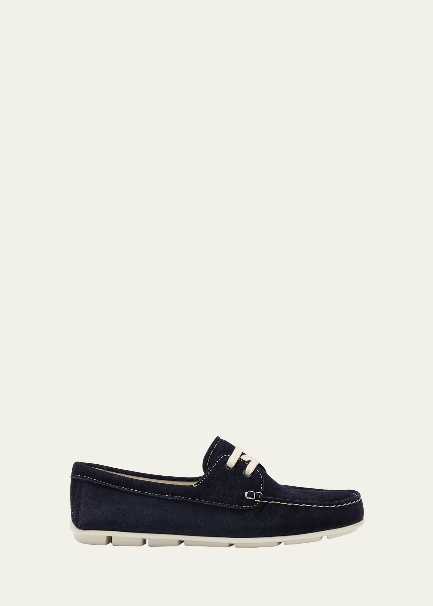 Shop Prada Suede Lace-up Driver Loafers In Bleu