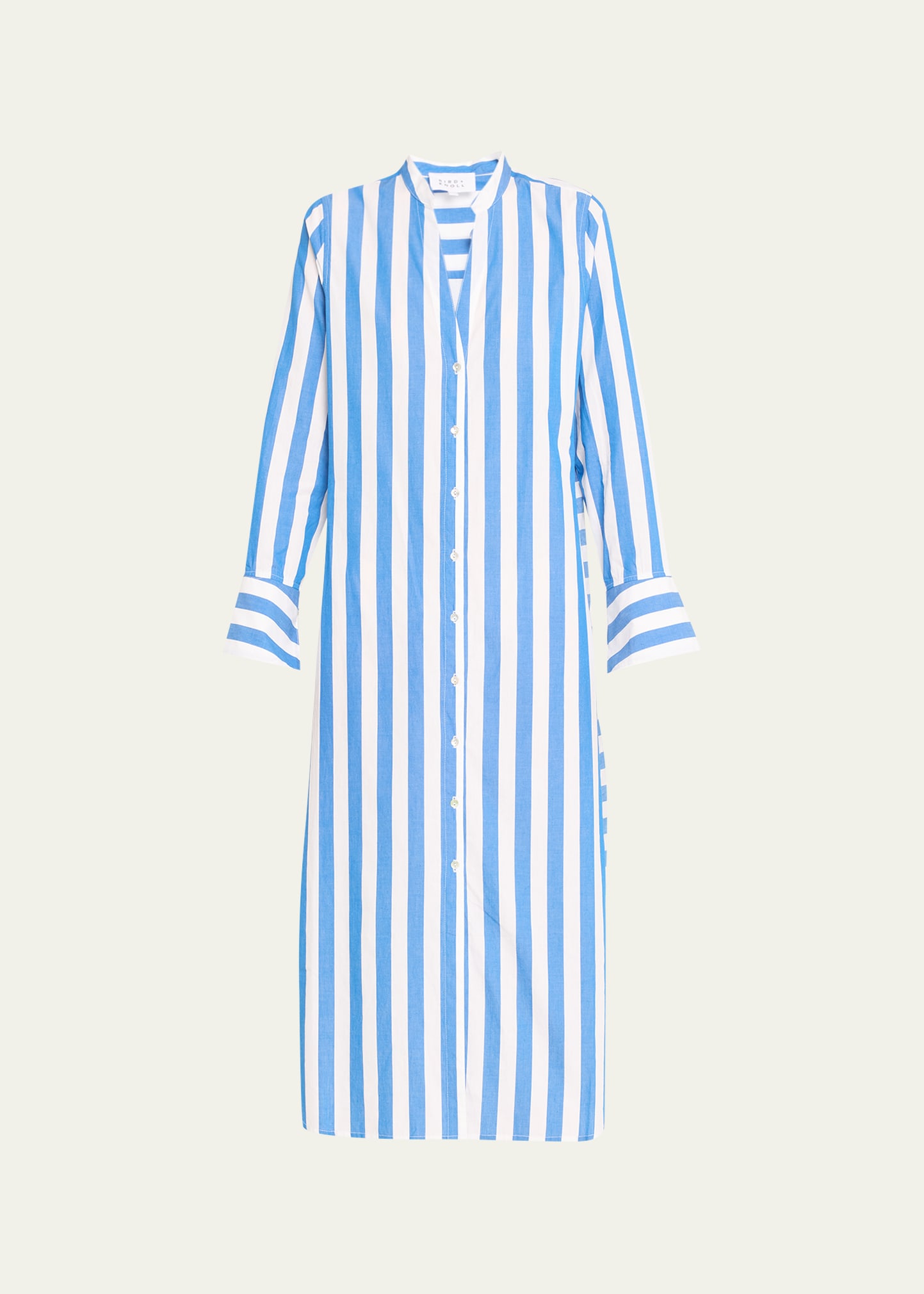 Bird & Knoll Jude Striped Cotton Shirtdress In Aegean Stripe