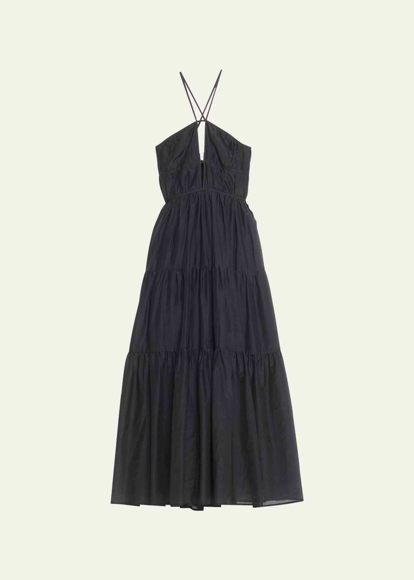 Shop Bird & Knoll Seraphina Tiered Halter Maxi Dress In Black