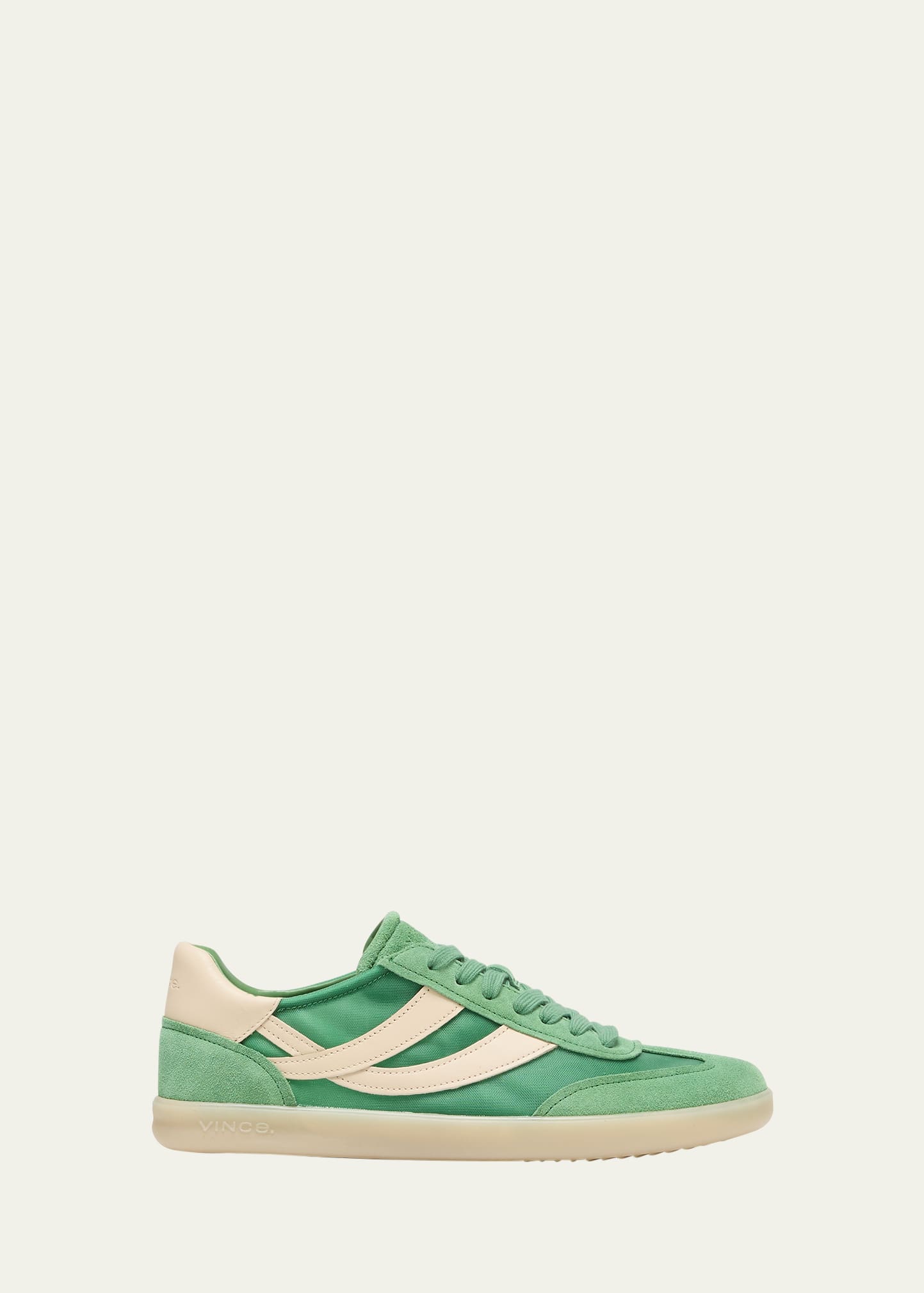 Shop Vince Oasis Mixed Leather Retro Sneakers In Applemint
