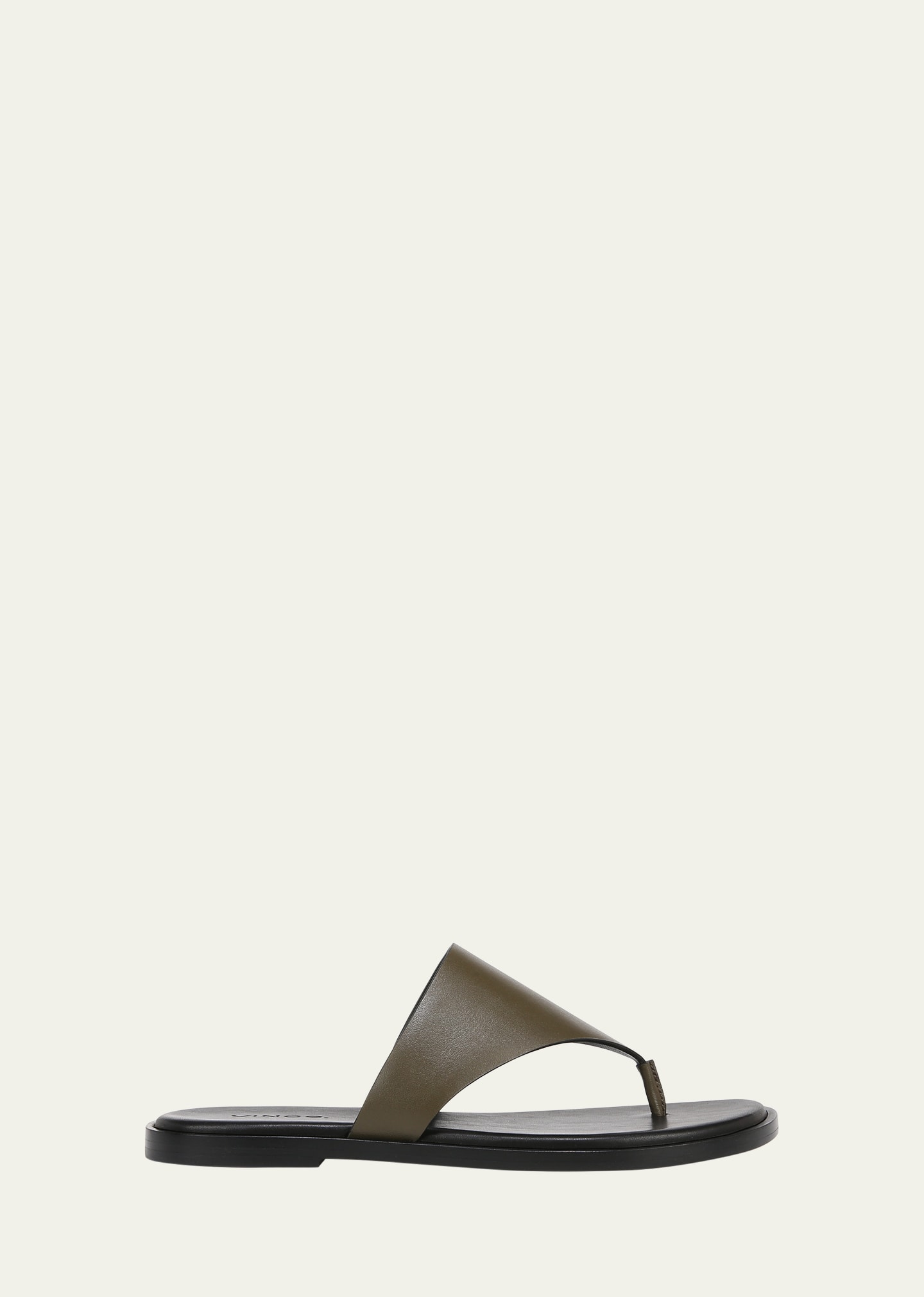 Vince Ellis Leather Slide Sandals In Militaire