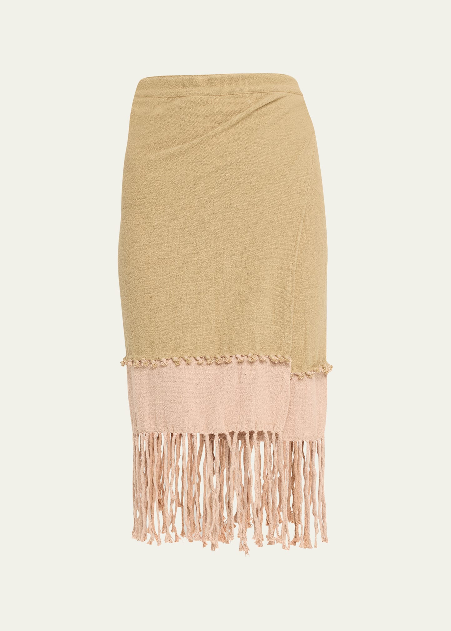 Caravana Kuntur Two-tone Wrap Midi Skirt In Sepia Tint Antiq