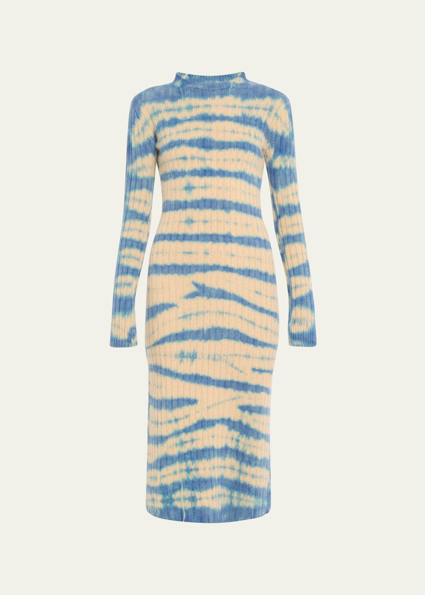 Shop The Elder Statesman Dyed Rib Cashmere Midi Dress In Khaki W B