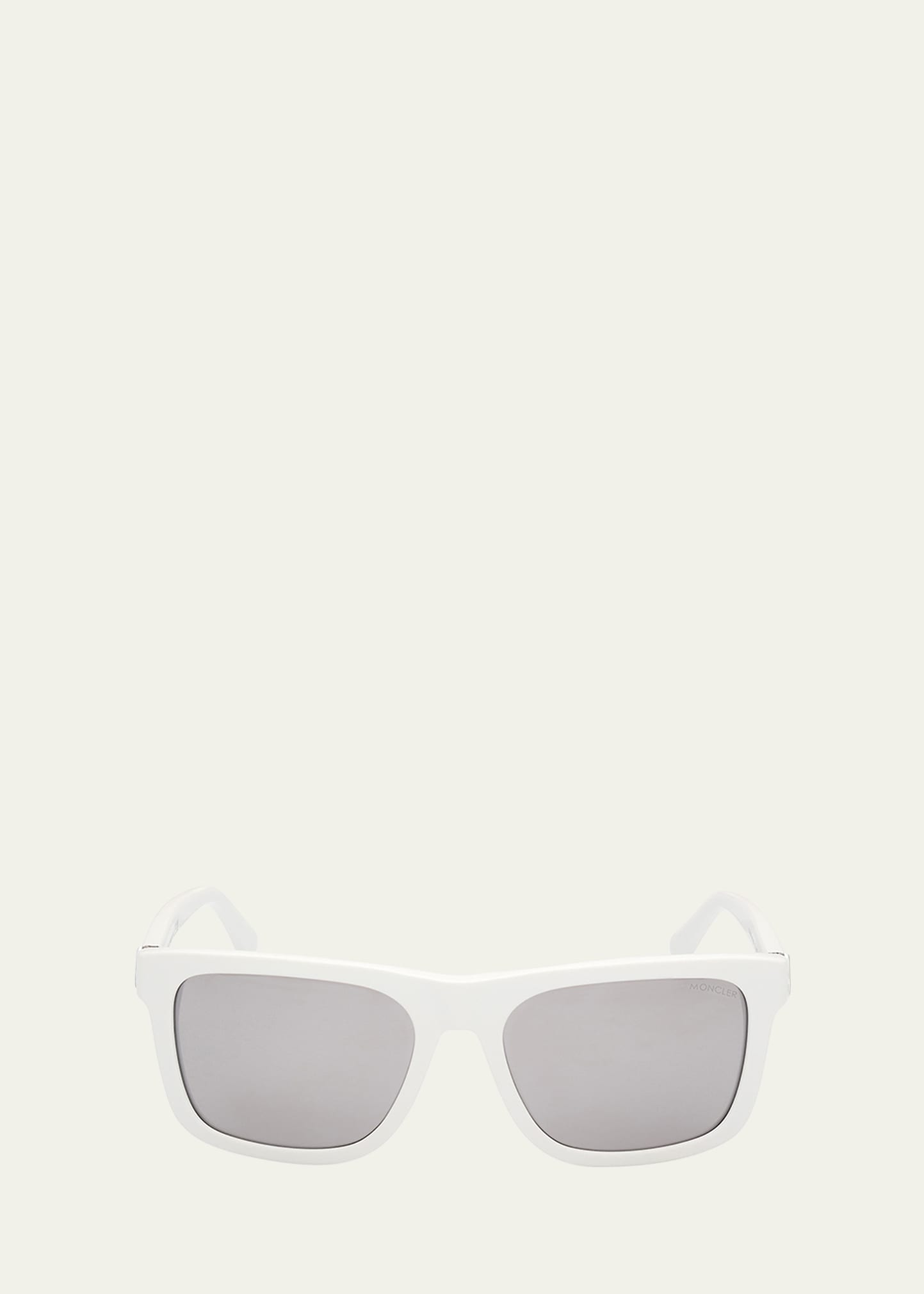 Moncler Men's Colada Acetate Square Sunglasses In White Smoke Mirro