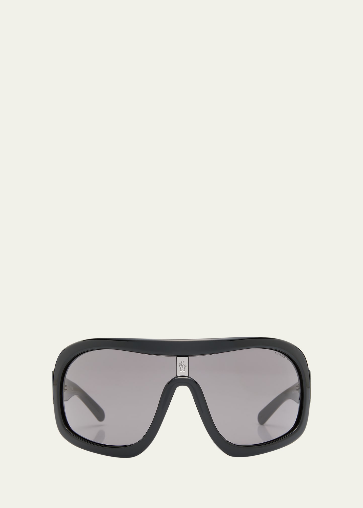 Moncler Men's Franconia Acetate Shield Sunglasses In Black