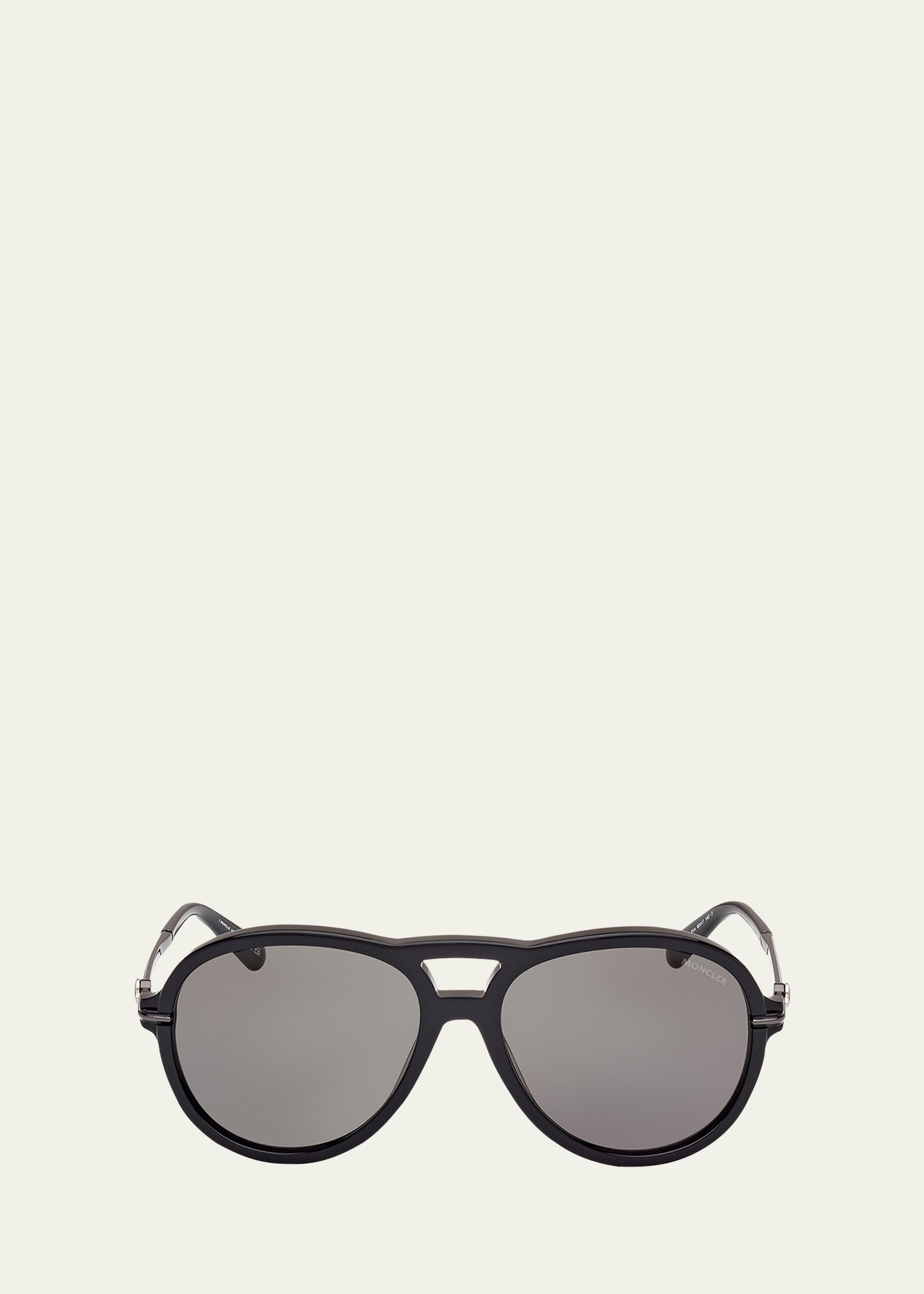 Moncler Men's Peake Acetate Round Sunglasses In Black Smoke